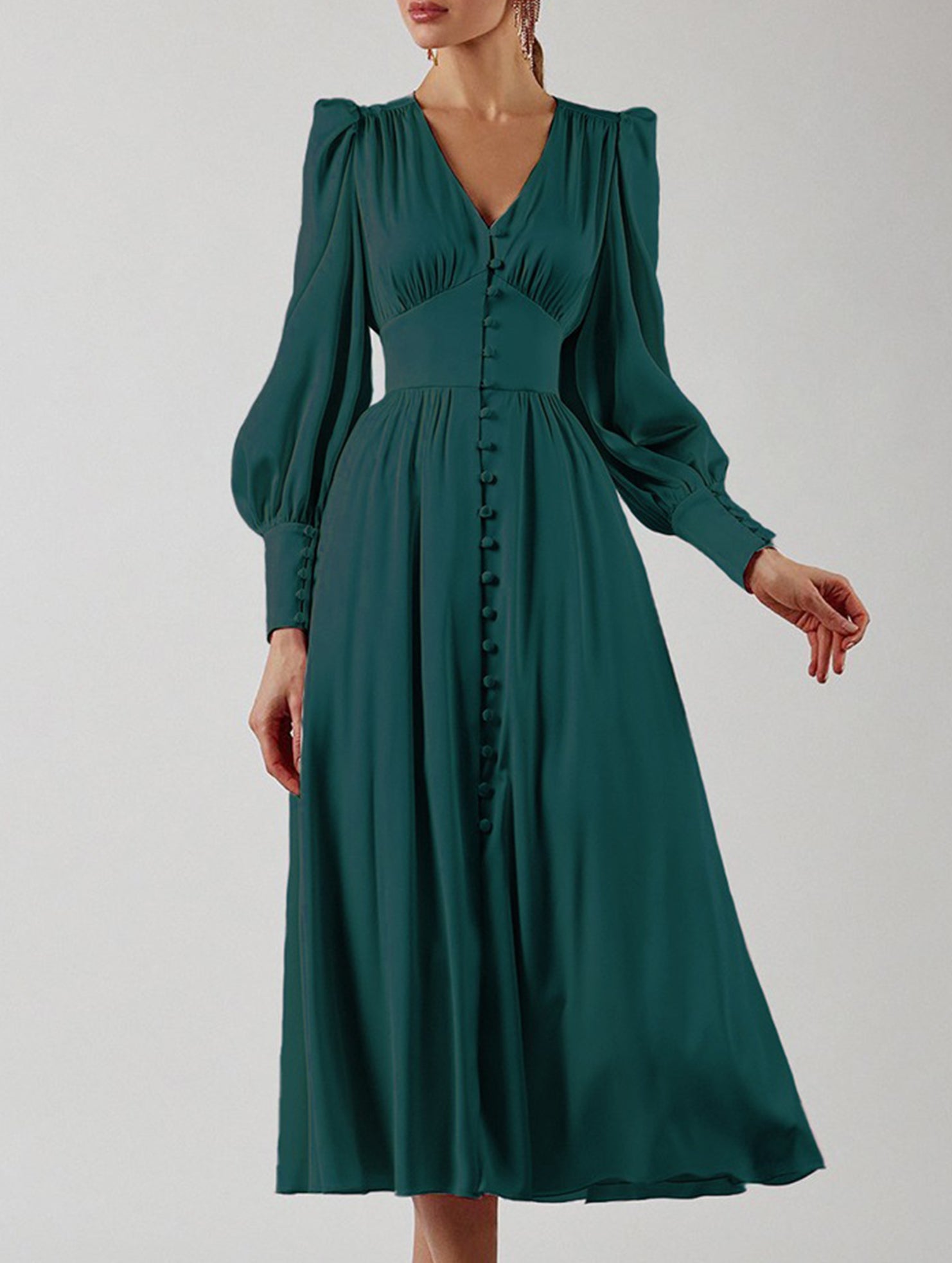 Anna-Berg | Retro V-Neck Waist Dress