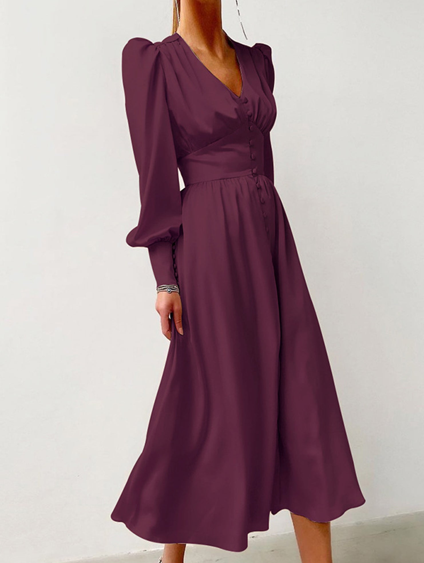 Anna-Berg | Retro V-Neck Waist Dress