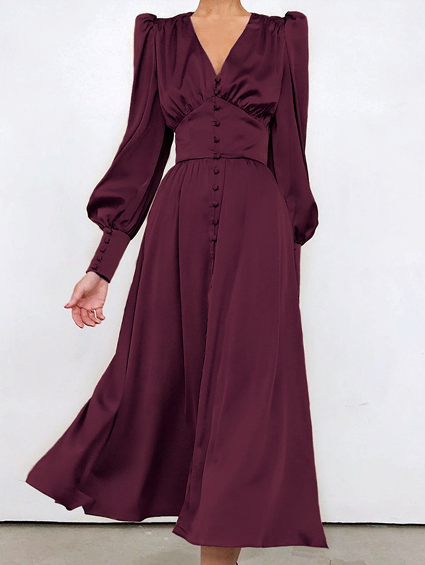 Anna-Berg | Retro V-Neck Waist Dress
