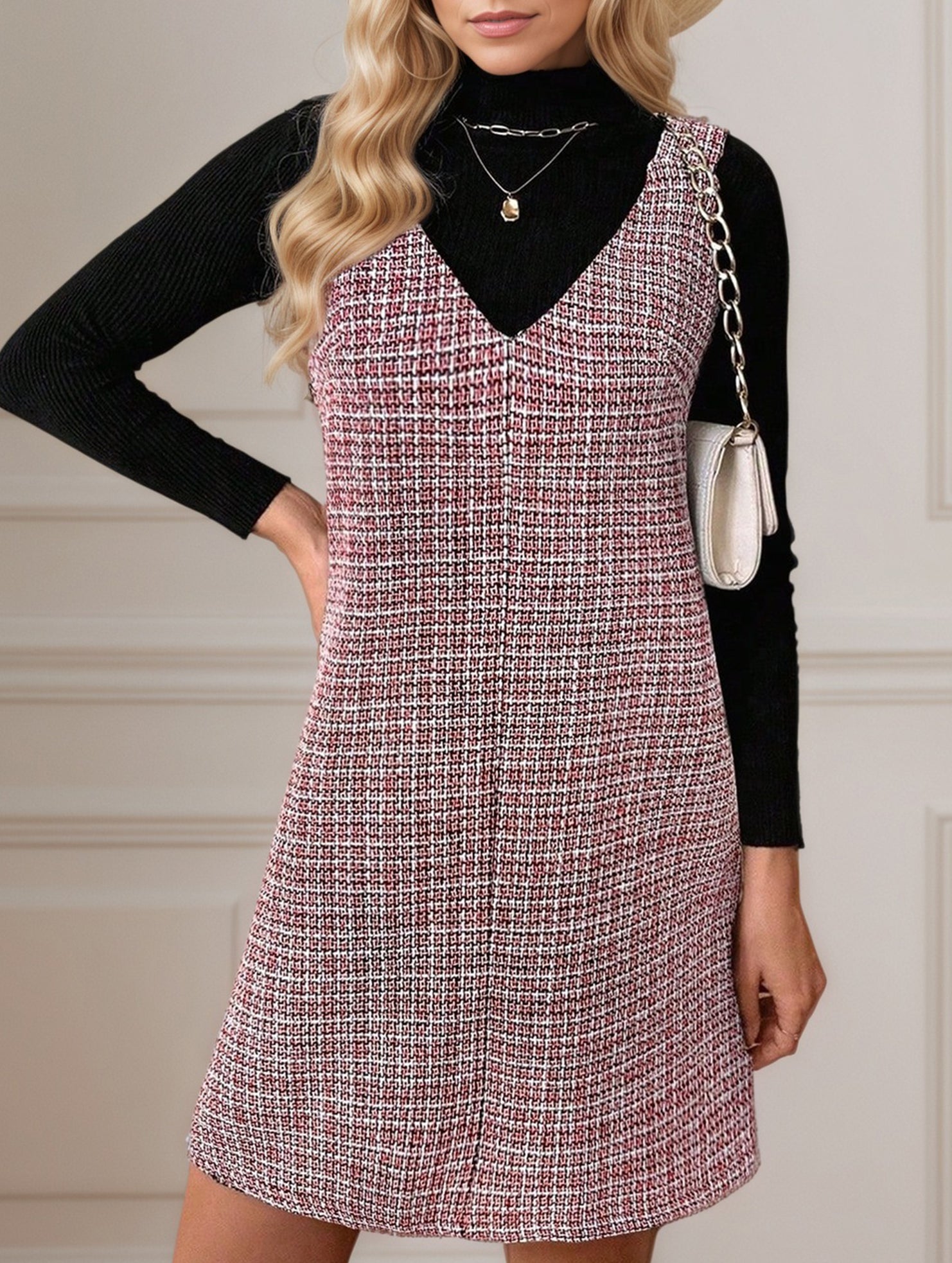 Anna-Berg | Sleeveless With Suspenders And V-Neck Dress