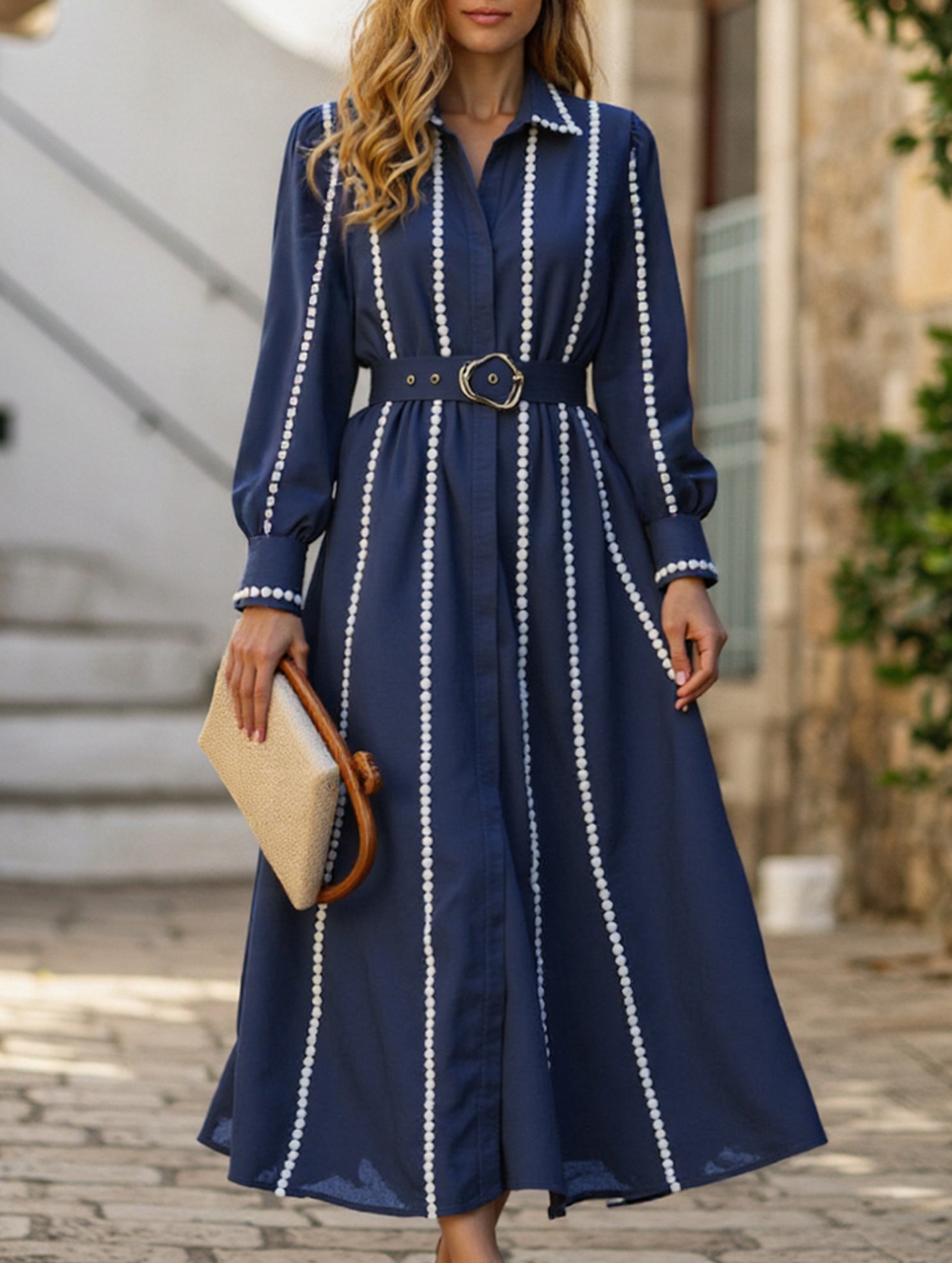 Anna-Berg | Retro Waist Shirt Tie Dress