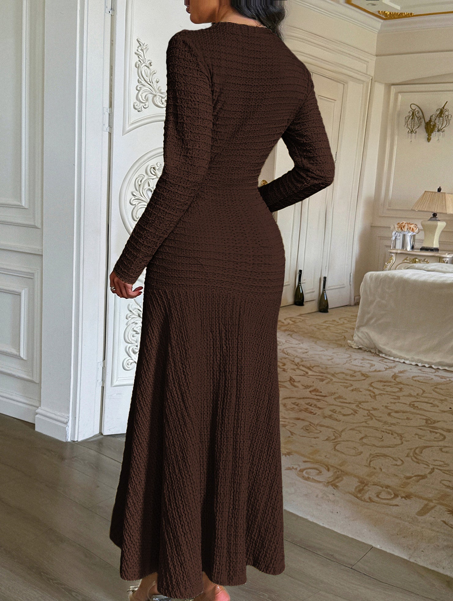 Anna-Berg | Retro Solid Color Bodycon Dress