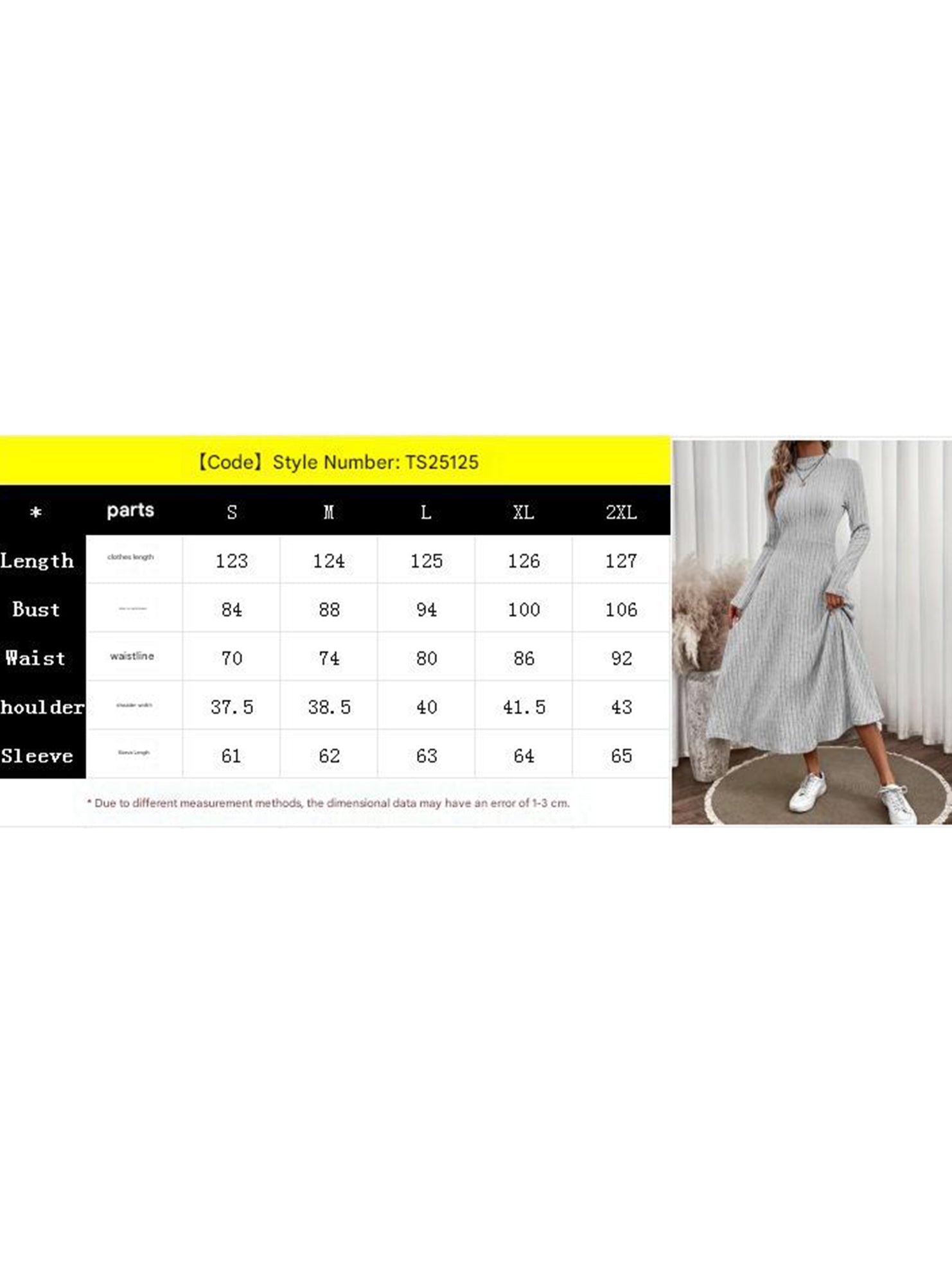 Anna-Berg | Round Neck Brushed Ribbed Long Dress