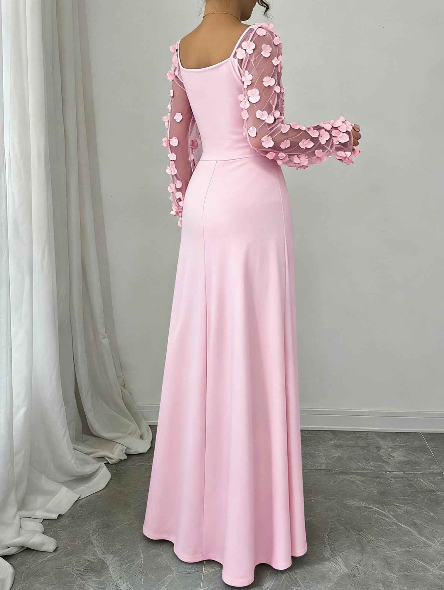 Anna-Berg | Retro-Style Hollowed-Out Long-Sleeved Dress