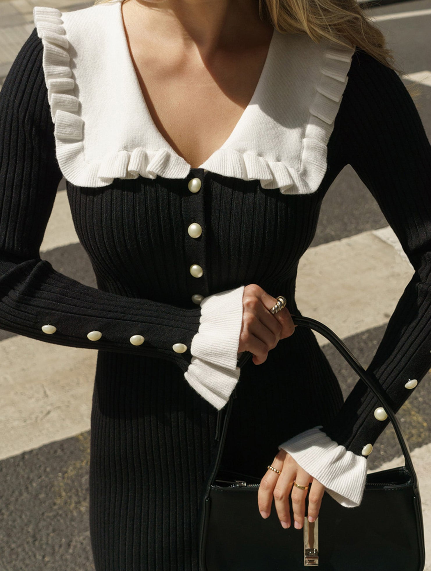 Anna-Berg | Retro Ruffled Knit Dress