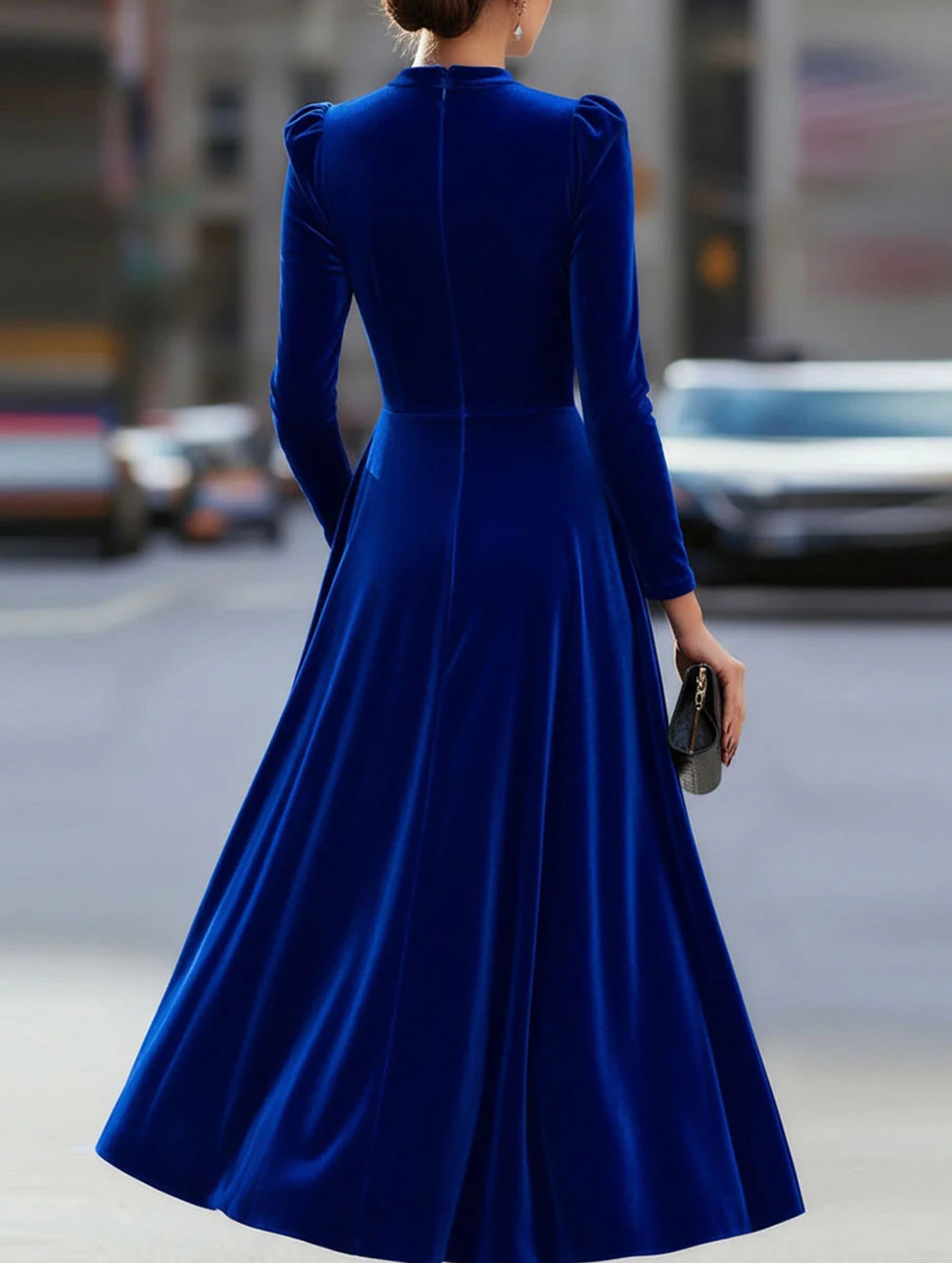 Anna-Berg | New Velvet Round Neck Long-Sleeved Dress