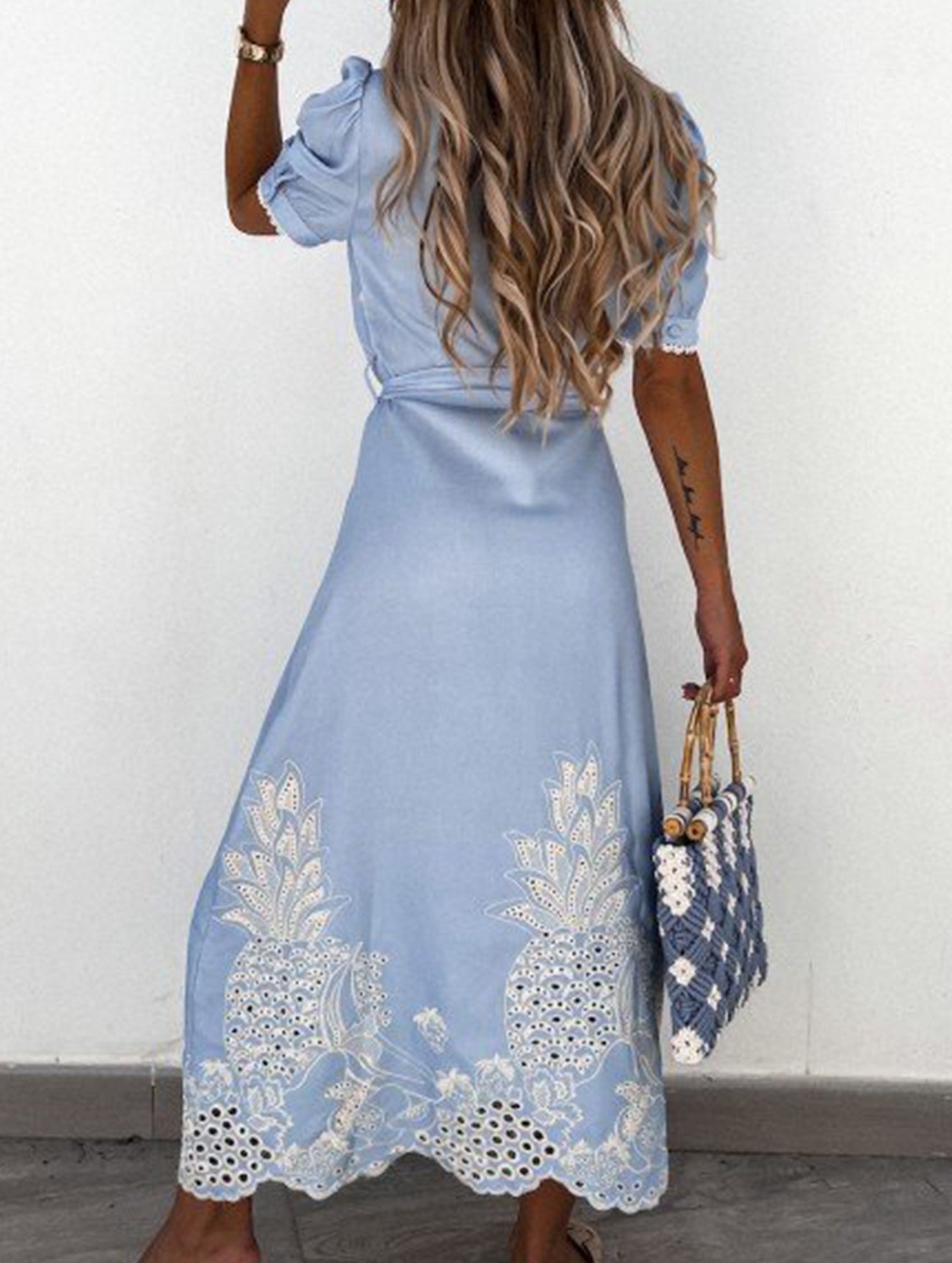 Anna-Berg | Pastoral Style Openwork Embroidered Dress