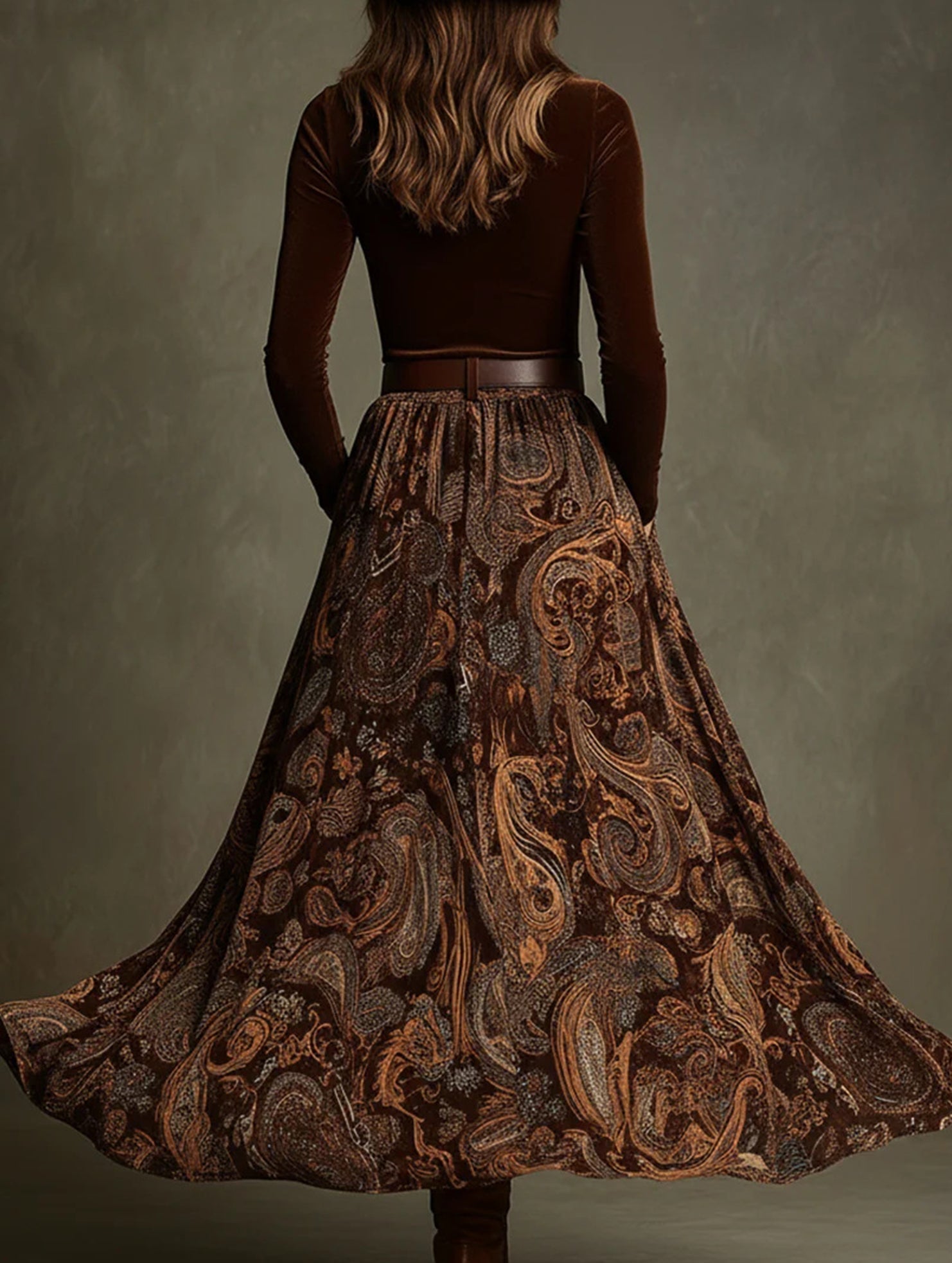 Anna-Berg | Retro-Style Printed Belt Dress