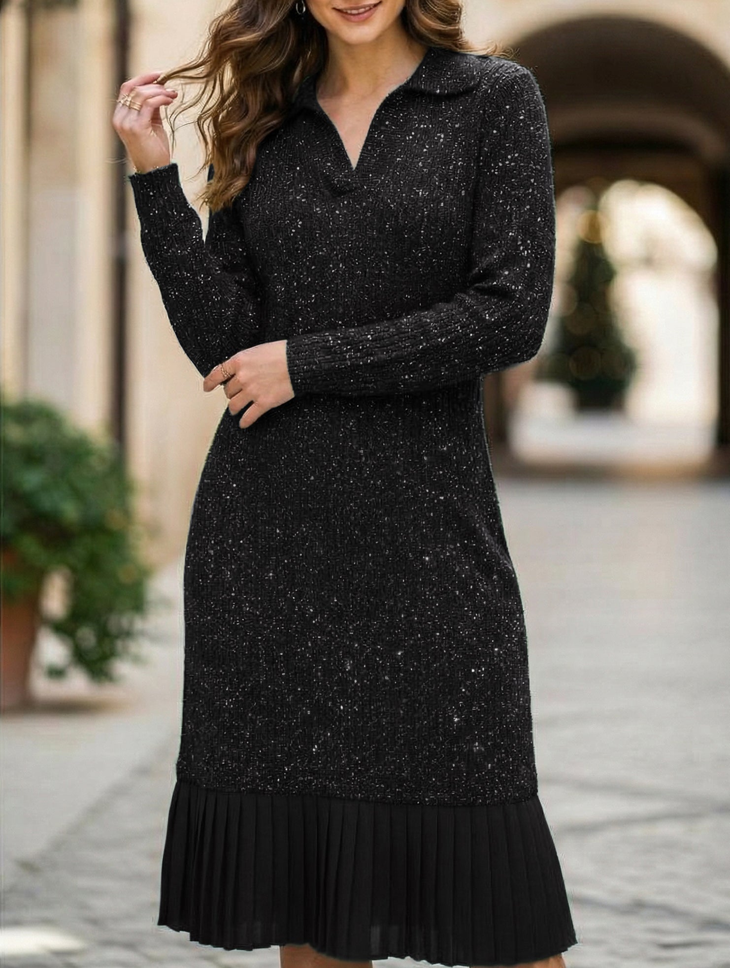 Anna-Berg | Casual Long-Sleeved Polo Collar Dress