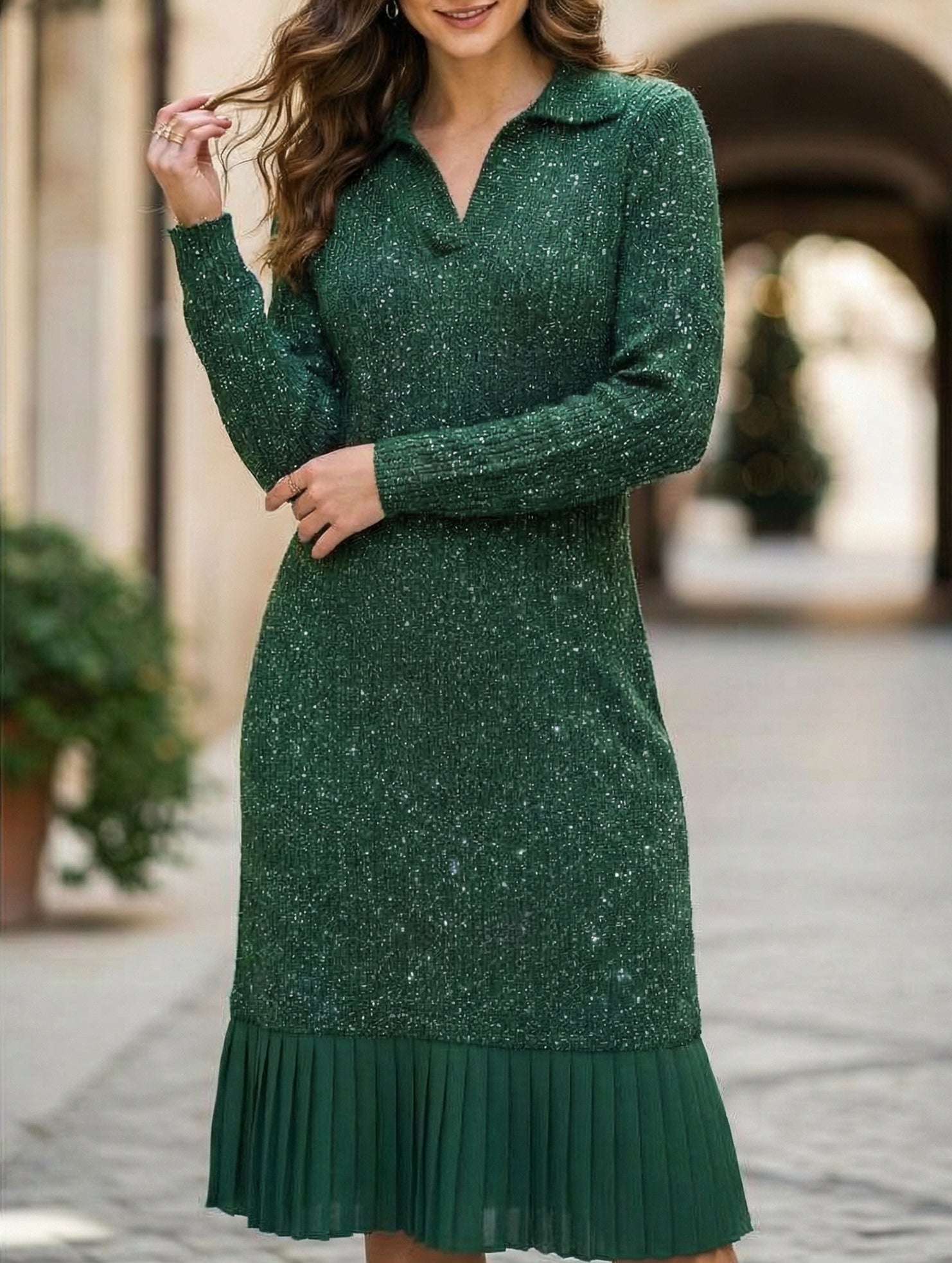 Anna-Berg | Casual Long-Sleeved Polo Collar Dress