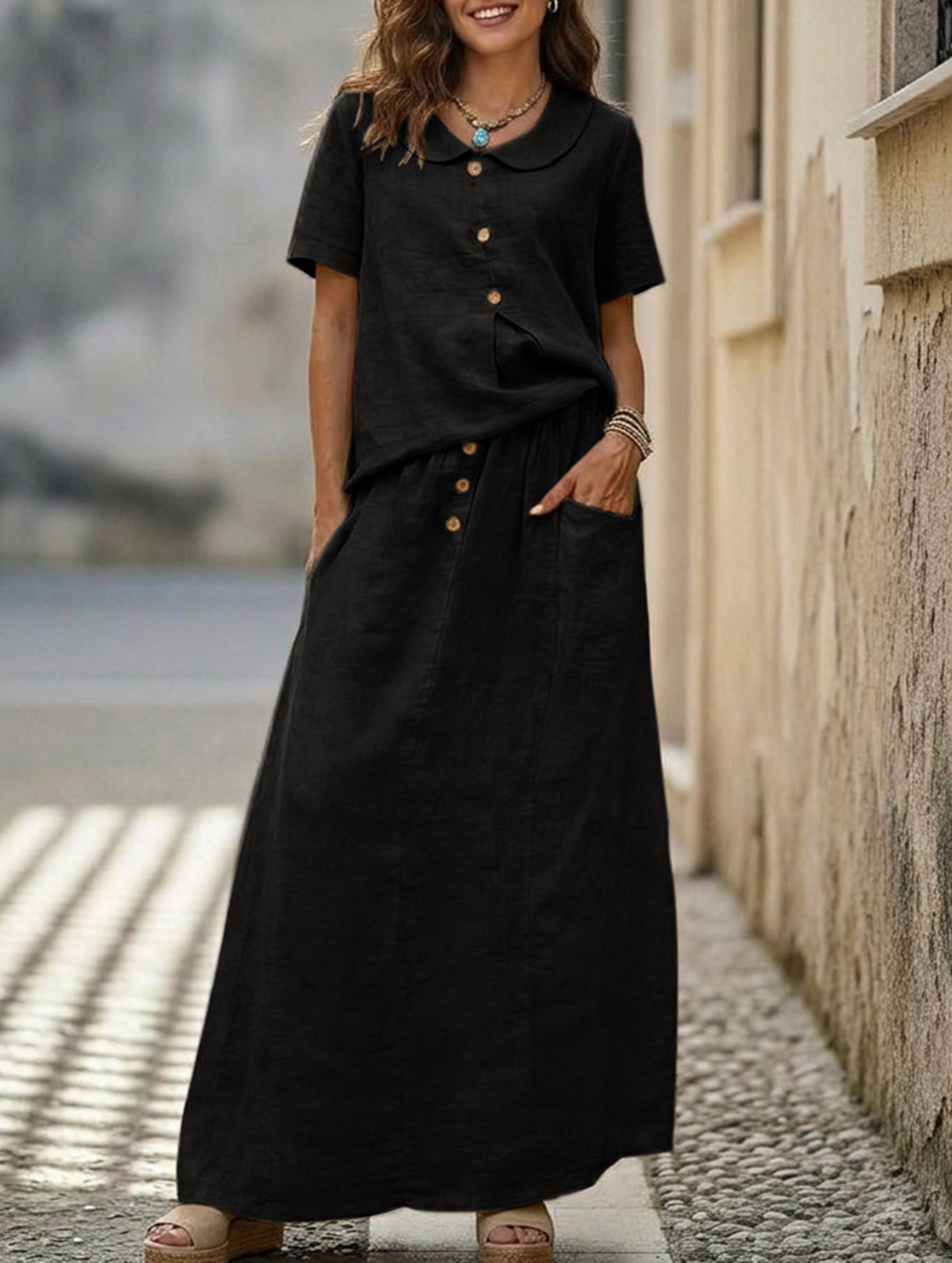 Anna-Berg | Casual Solid Color Loose Dress