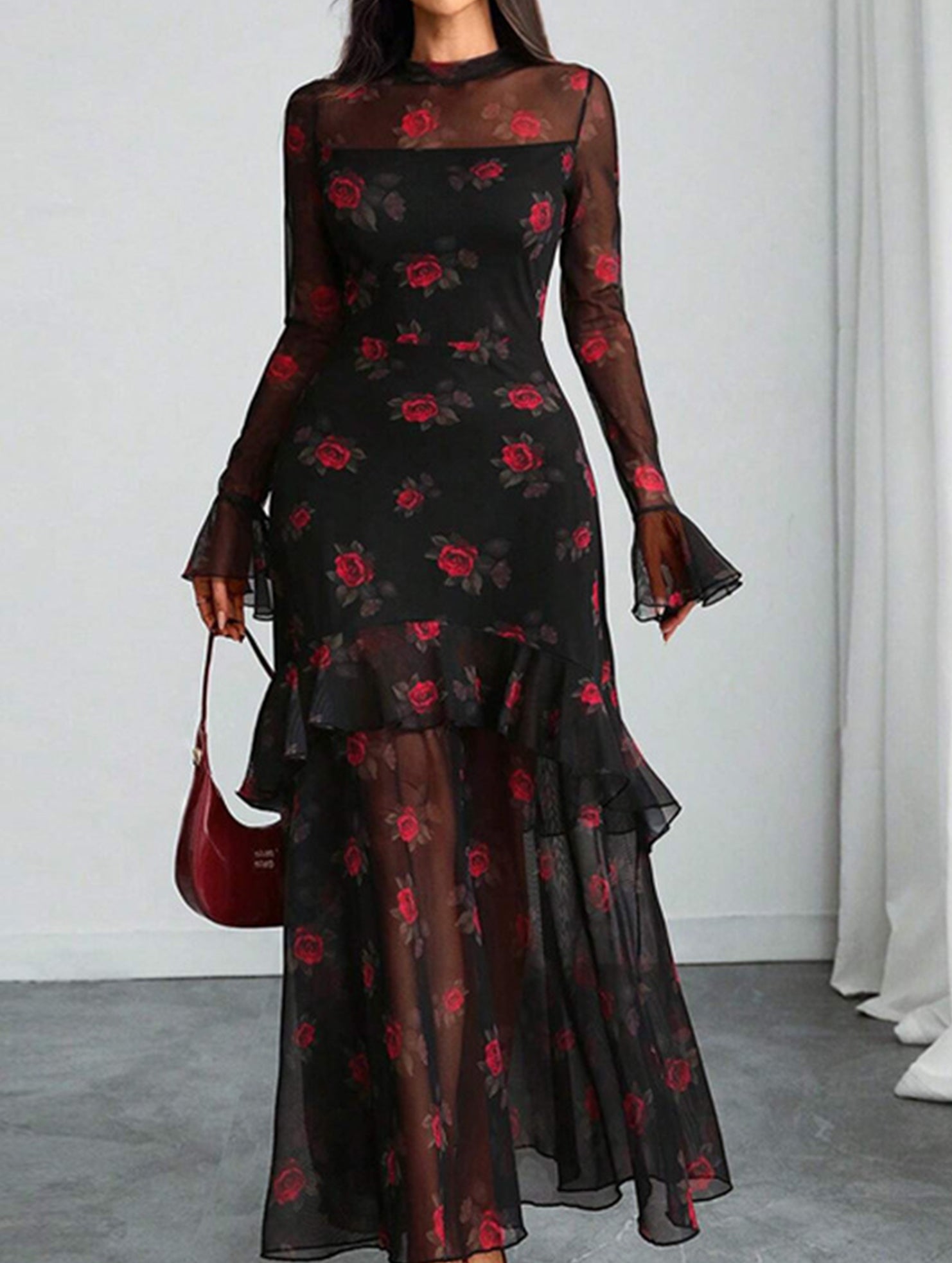 Anna-Berg | Lotus Leaf Sleeve And Floral Dress