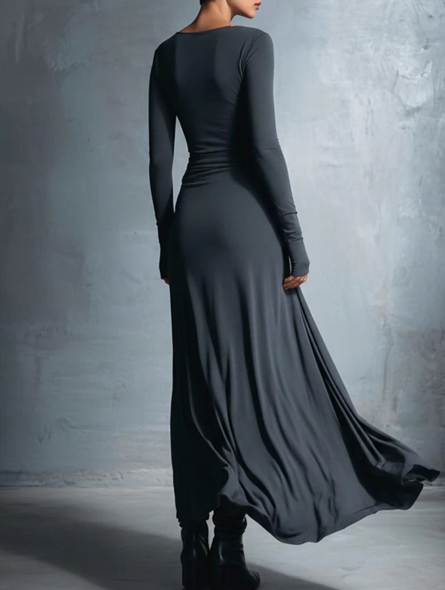 Anna-Berg | Solid Wrap Style Knot Long Dress