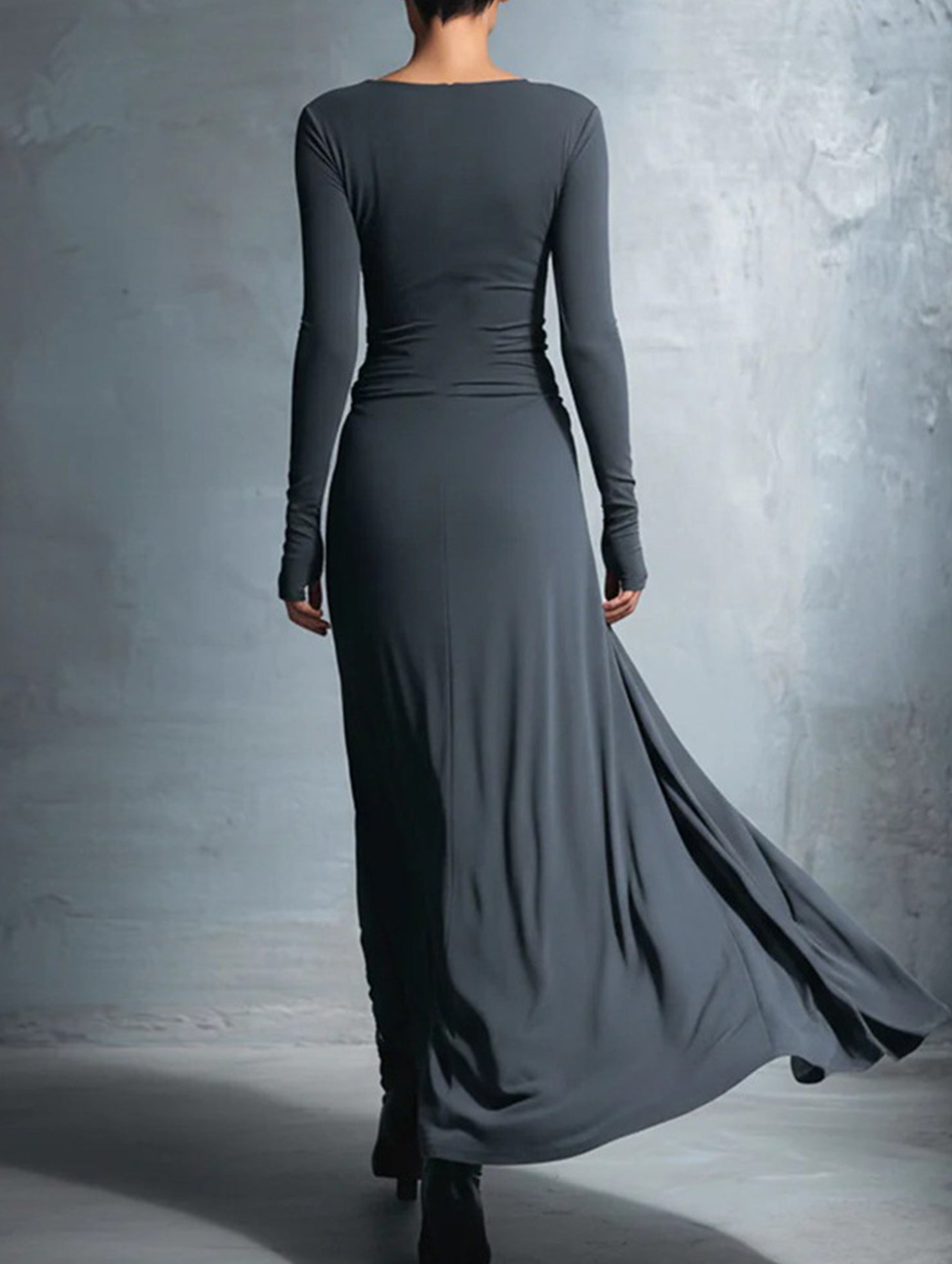 Anna-Berg | Solid Wrap Style Knot Long Dress
