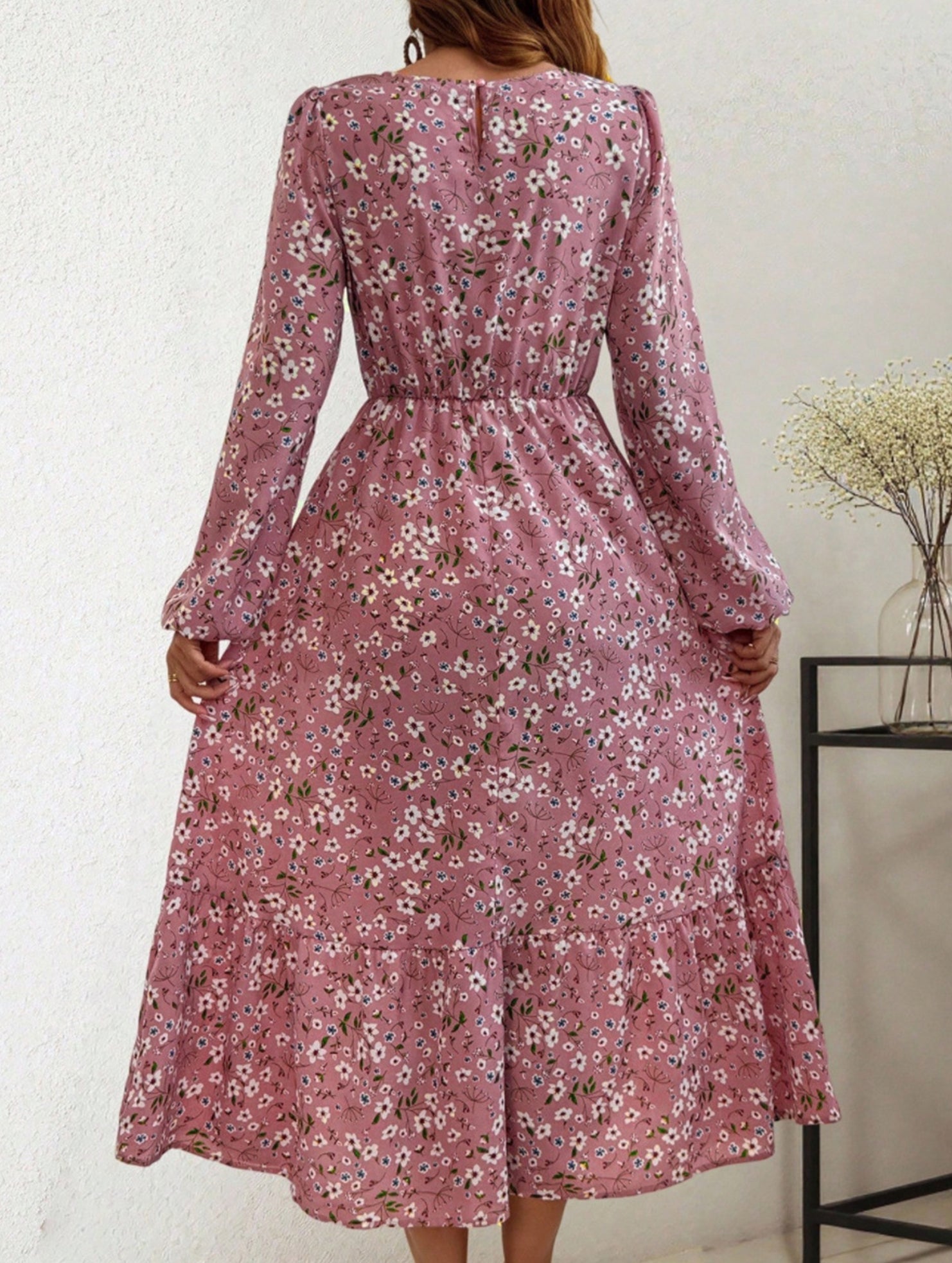 Anna-Berg | Floral High Waist Long Sleeve Dress