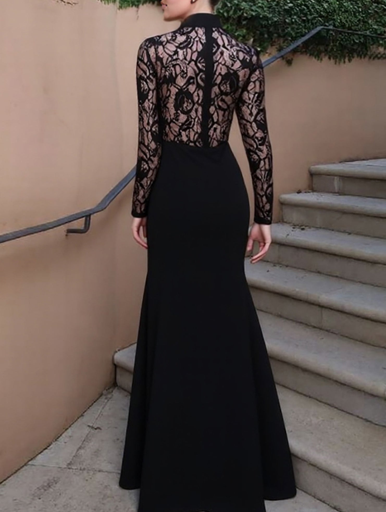 Anna-Berg | Lace Hollow Mock Neck Bodycon Dress