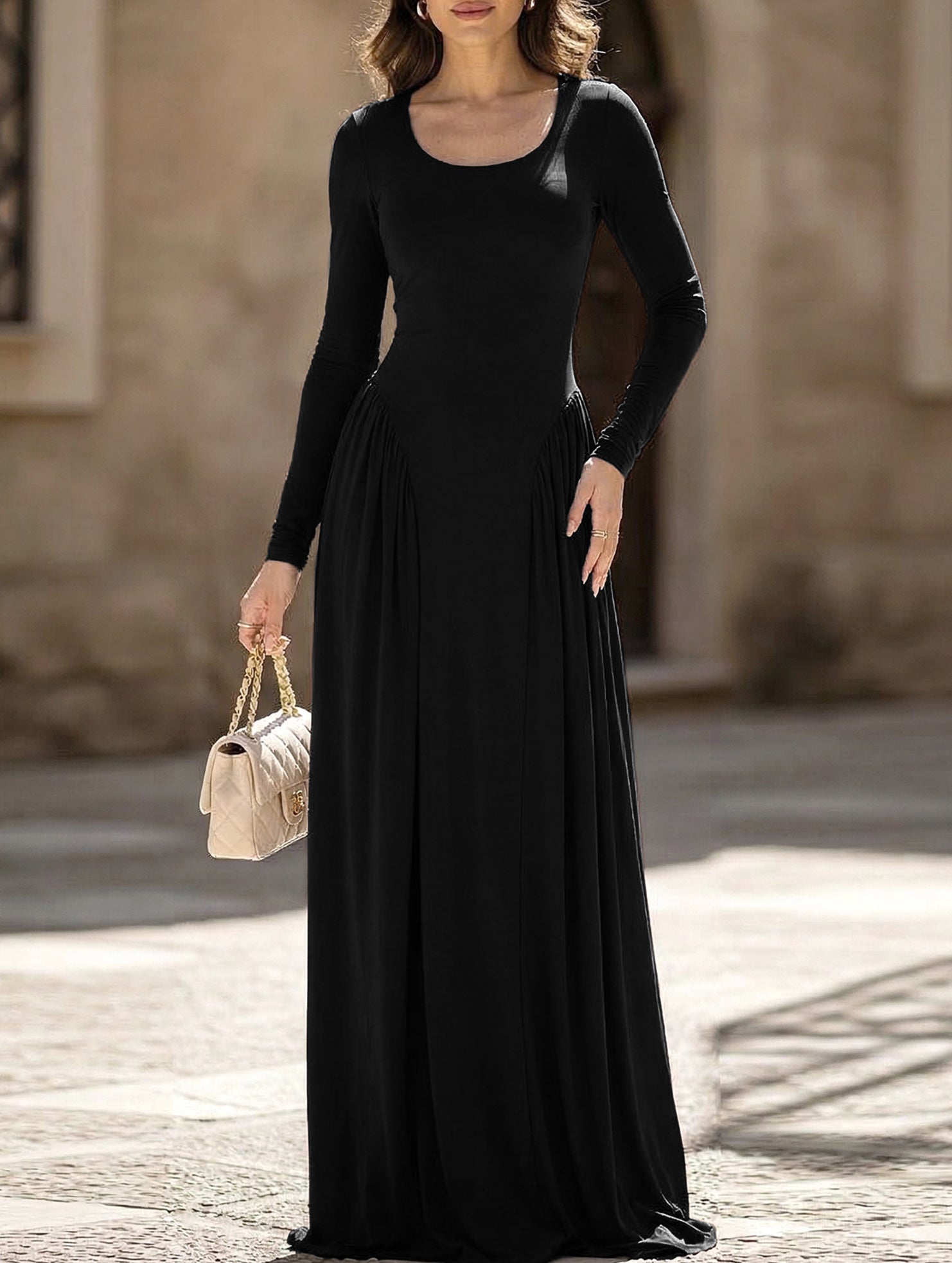 Anna-Berg | Solid U Neck Fit Dress