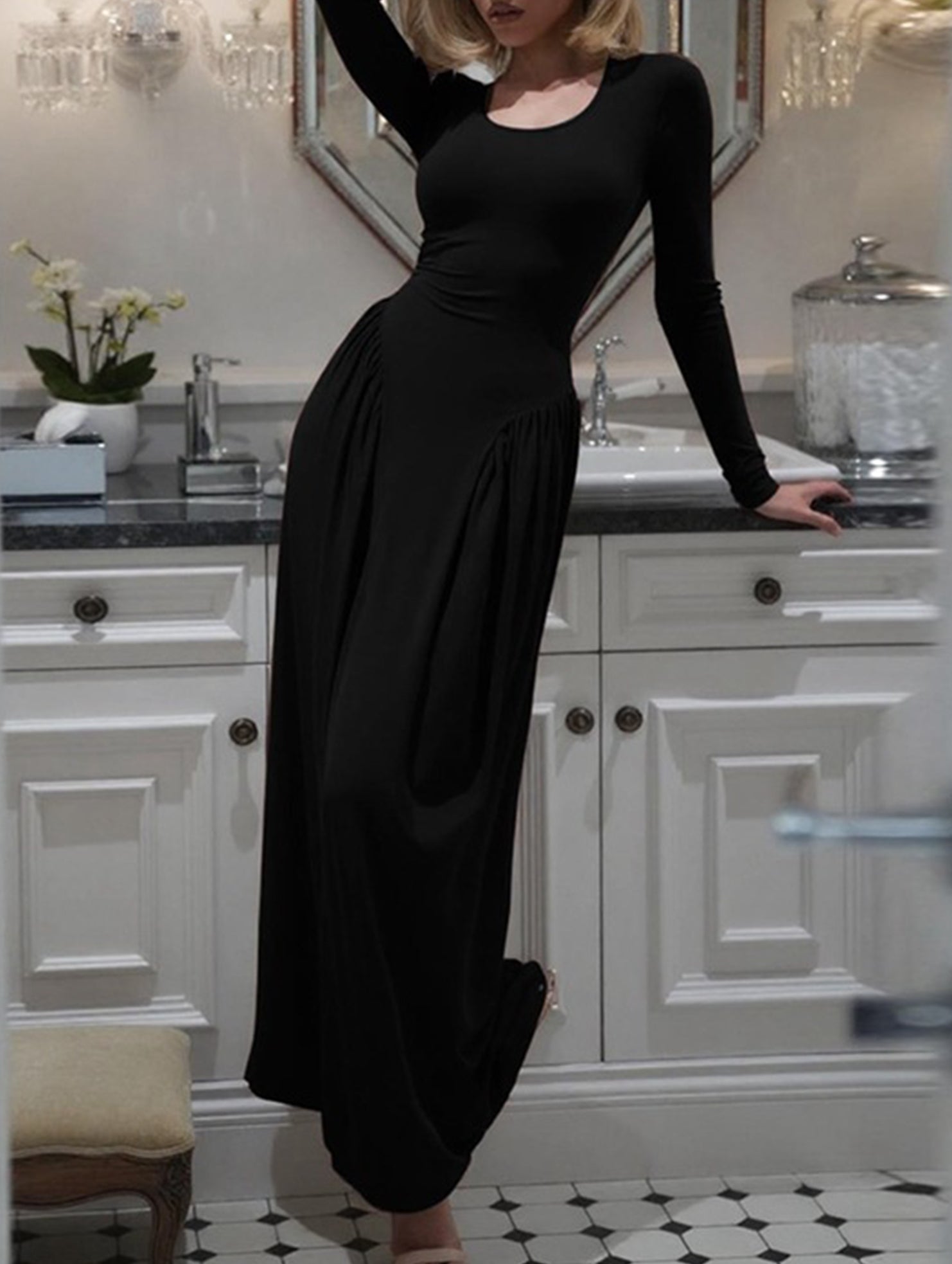Anna-Berg | Solid U Neck Fit Dress