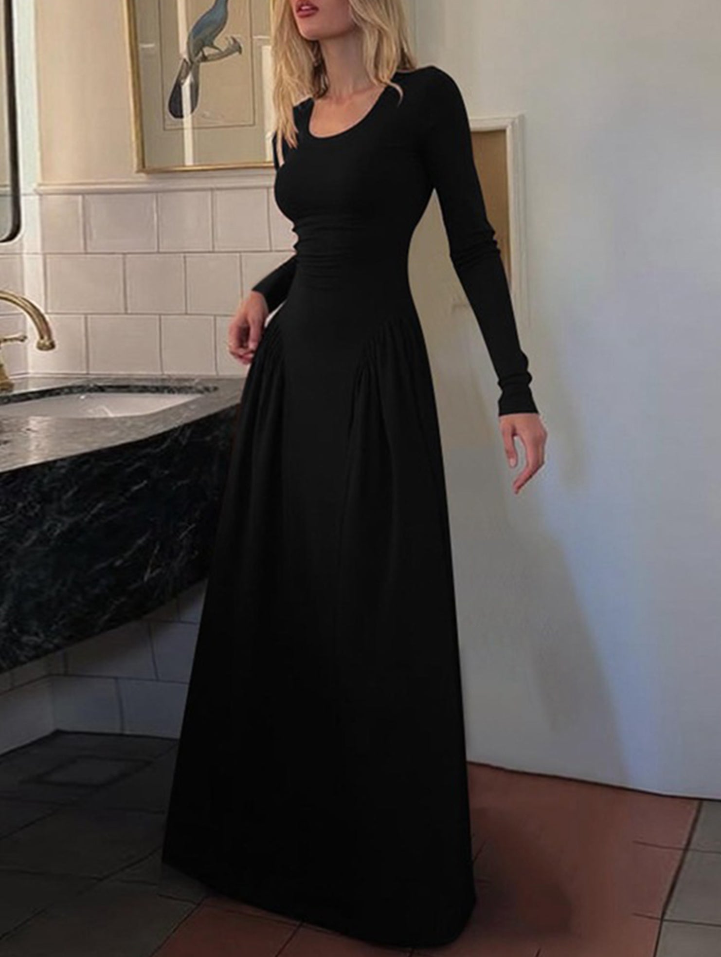 Anna-Berg | Solid U Neck Fit Dress
