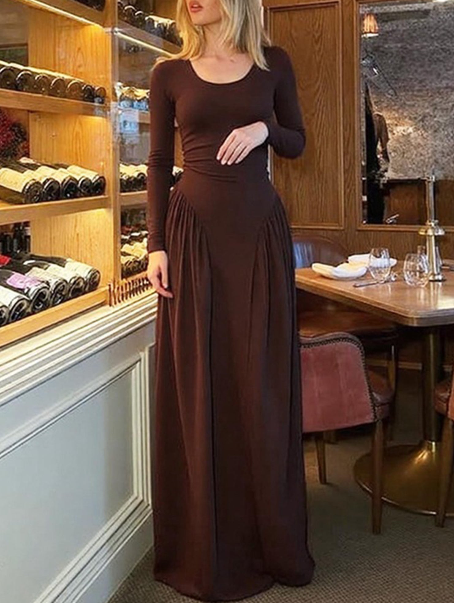 Anna-Berg | Solid U Neck Fit Dress