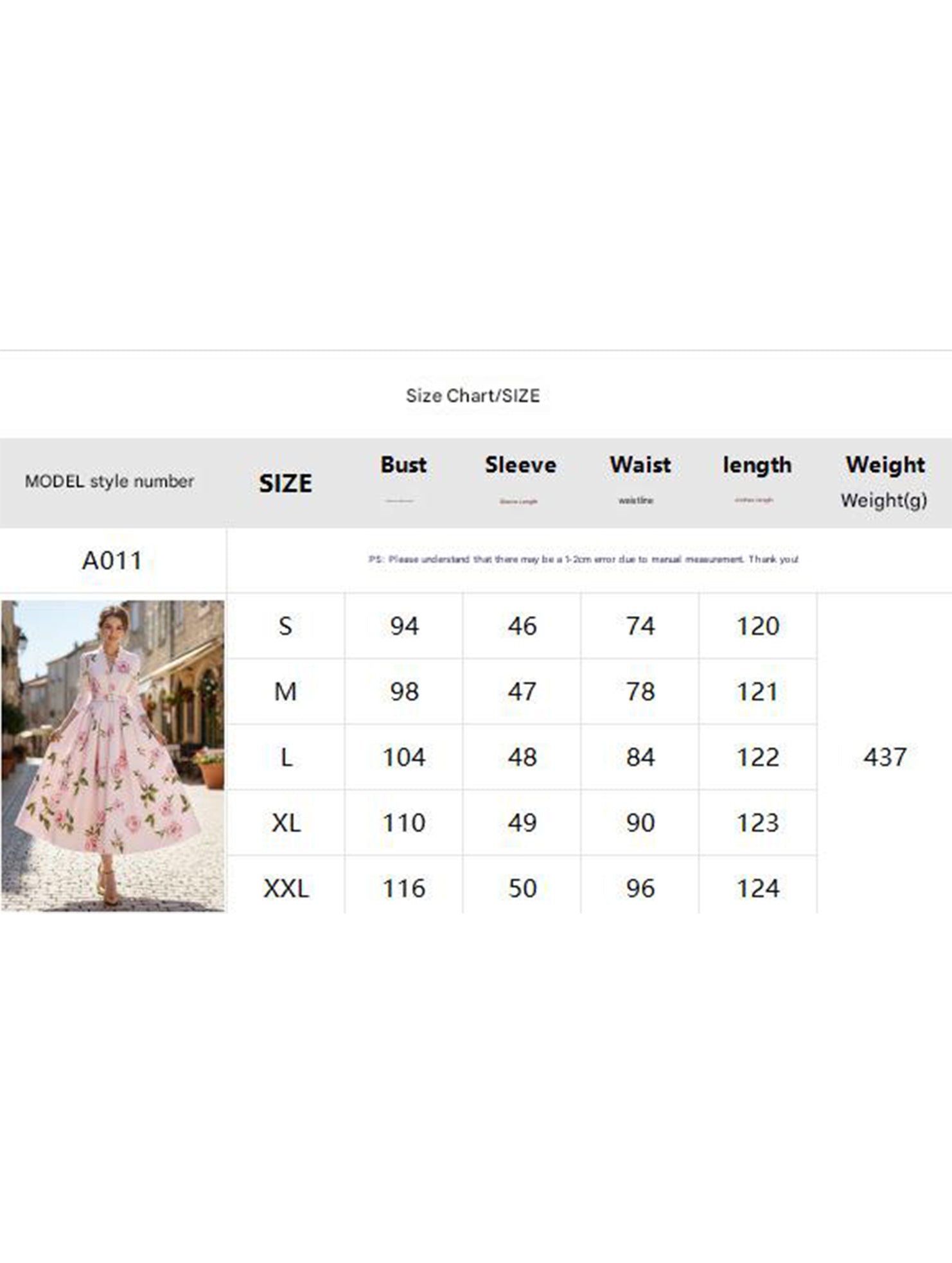 Anna-Berg | Print V Neck Waist A-Line Dress
