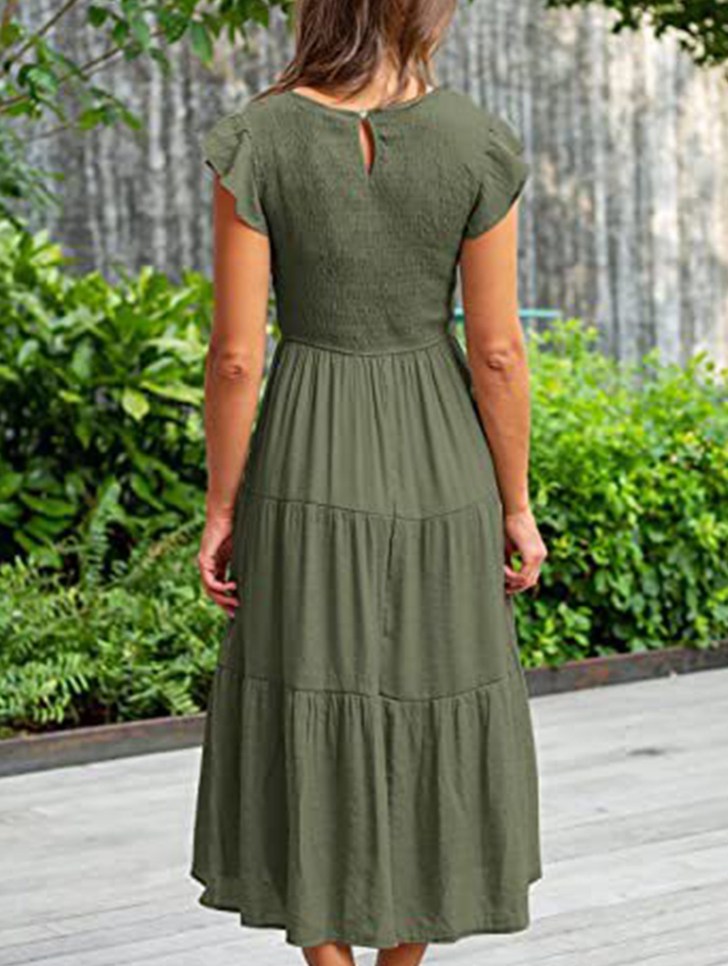 Anna-Berg | Solid Color Cross-Border Sleeved Dress