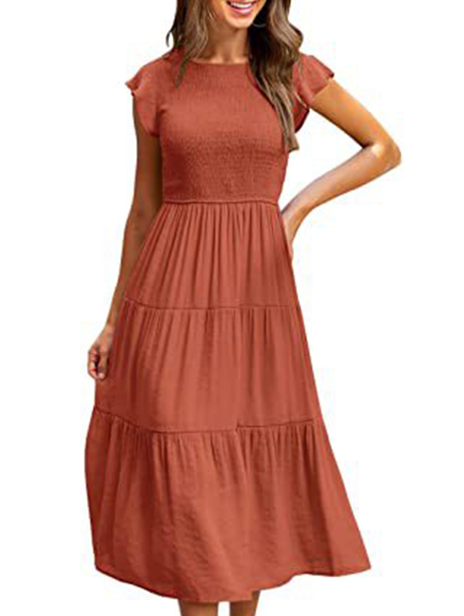 Anna-Berg | Solid Color Cross-Border Sleeved Dress