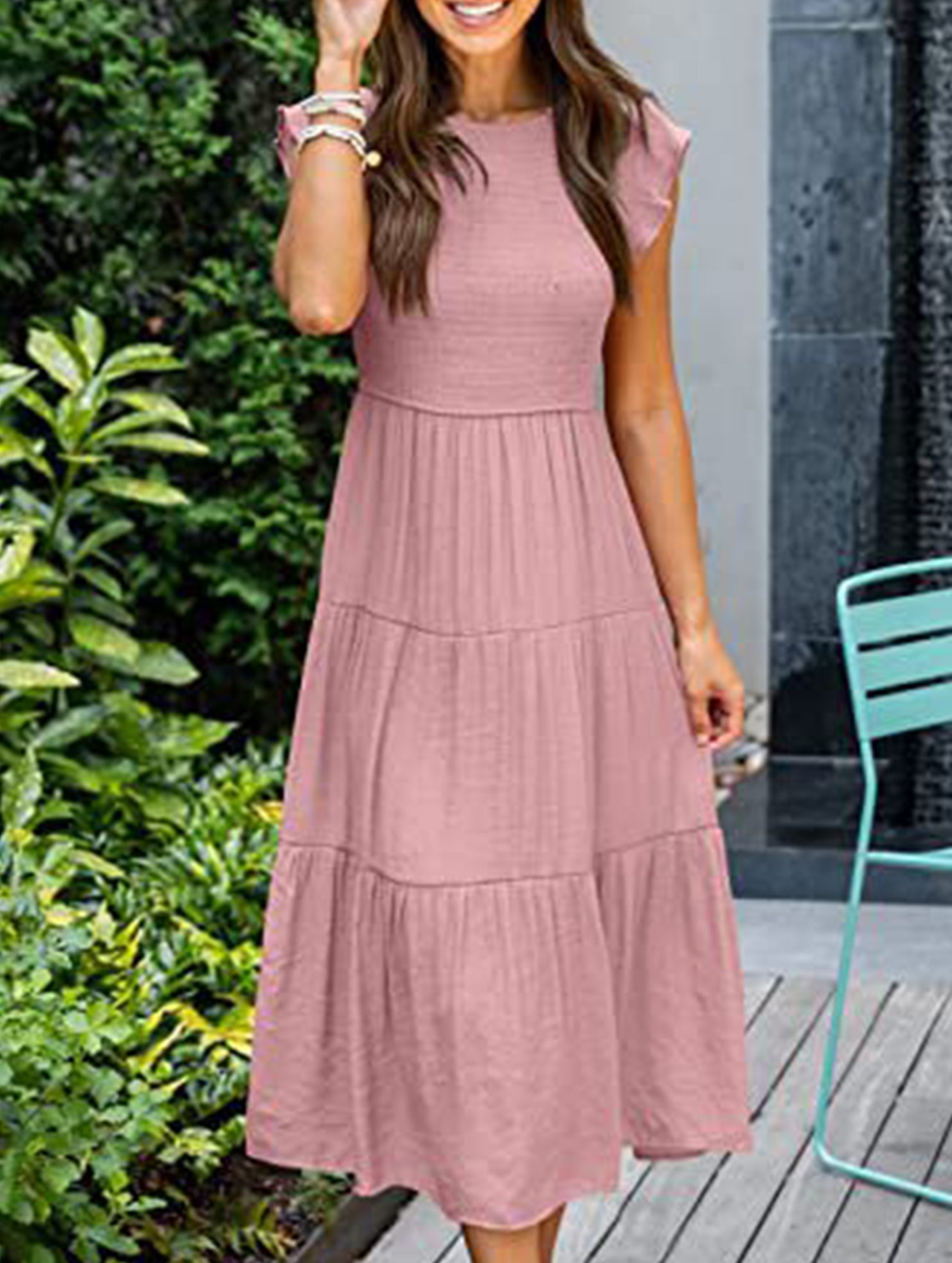 Anna-Berg | Solid Color Cross-Border Sleeved Dress