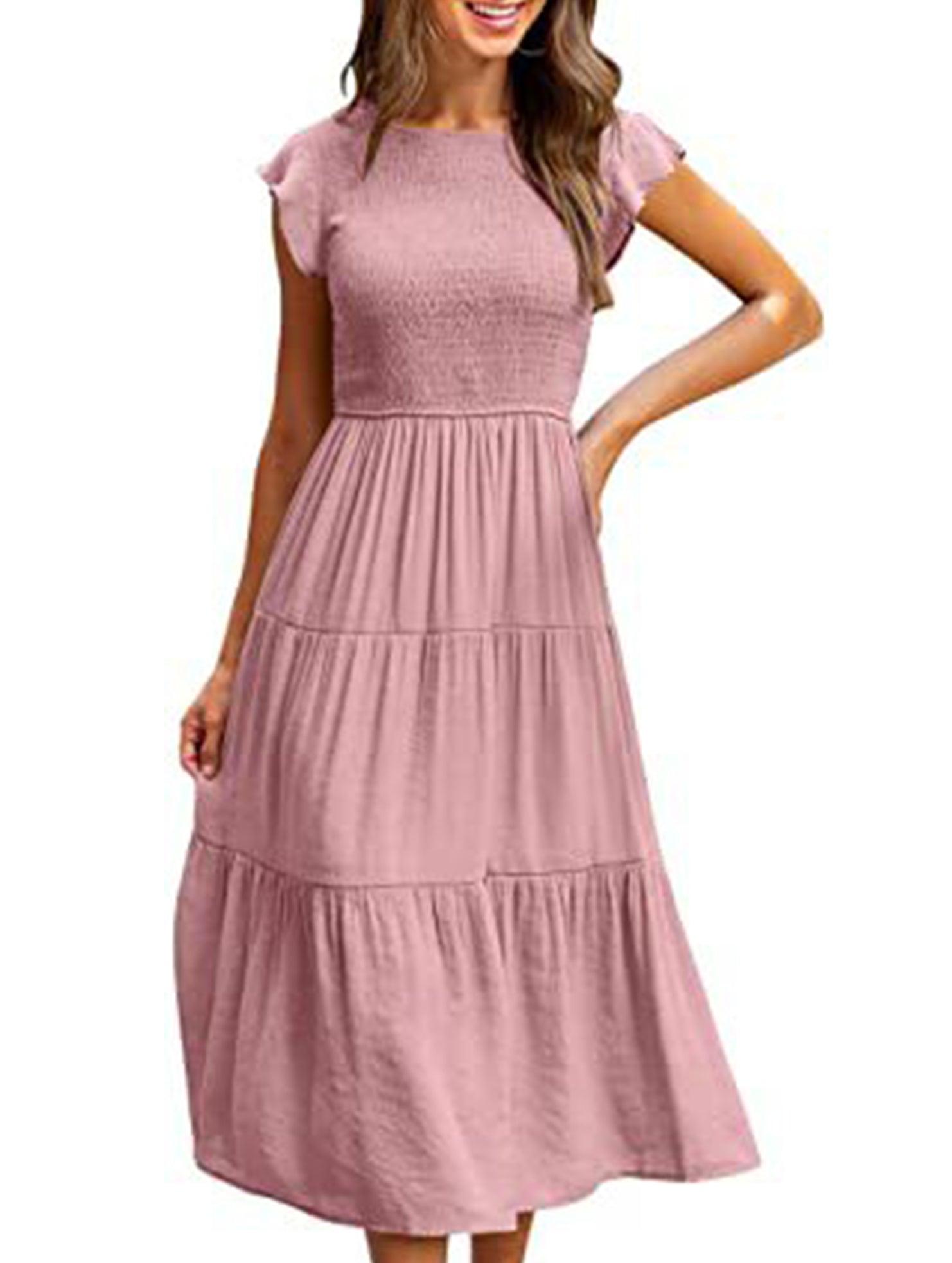 Anna-Berg | Solid Color Cross-Border Sleeved Dress