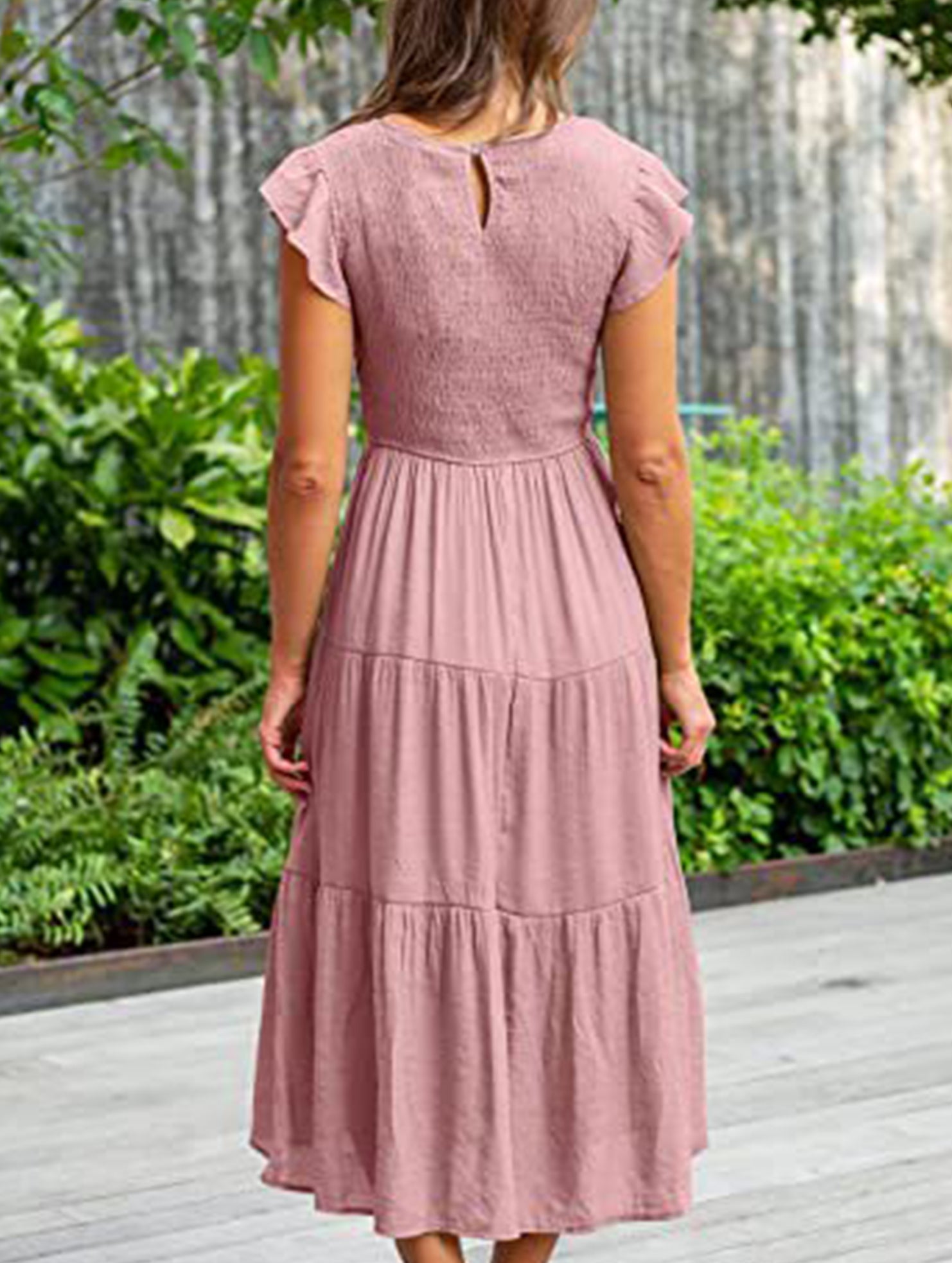 Anna-Berg | Solid Color Cross-Border Sleeved Dress