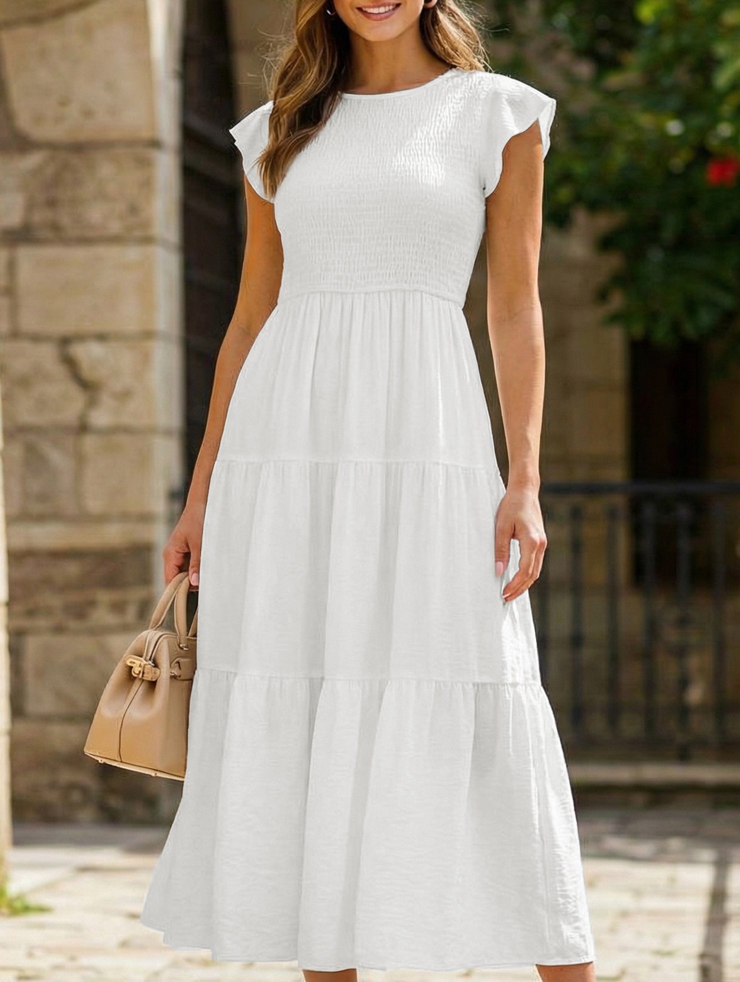 Anna-Berg | Solid Color Cross-Border Sleeved Dress