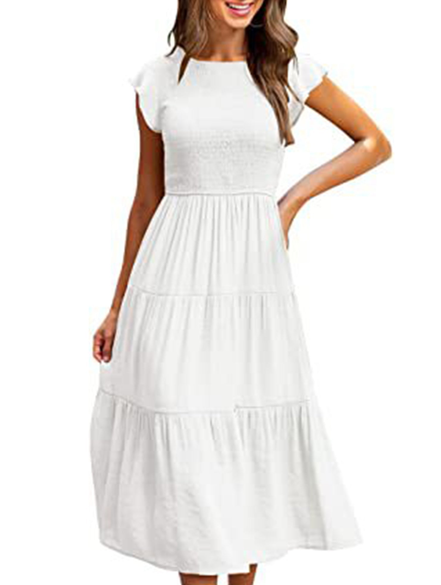 Anna-Berg | Solid Color Cross-Border Sleeved Dress