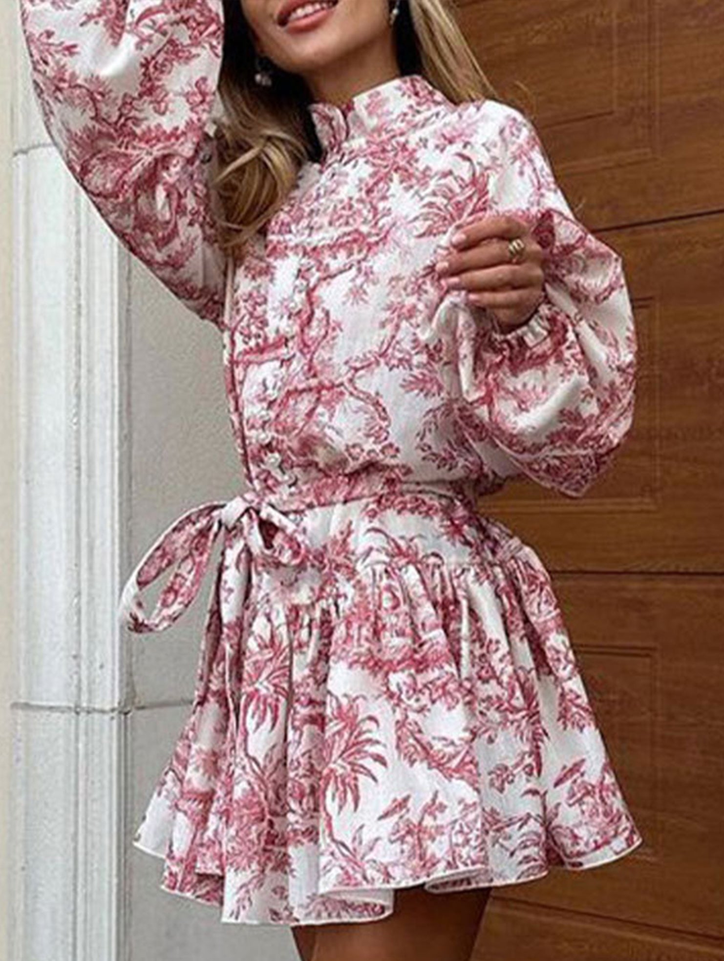 Anna-Berg | Retro Lace-Up Print Dress