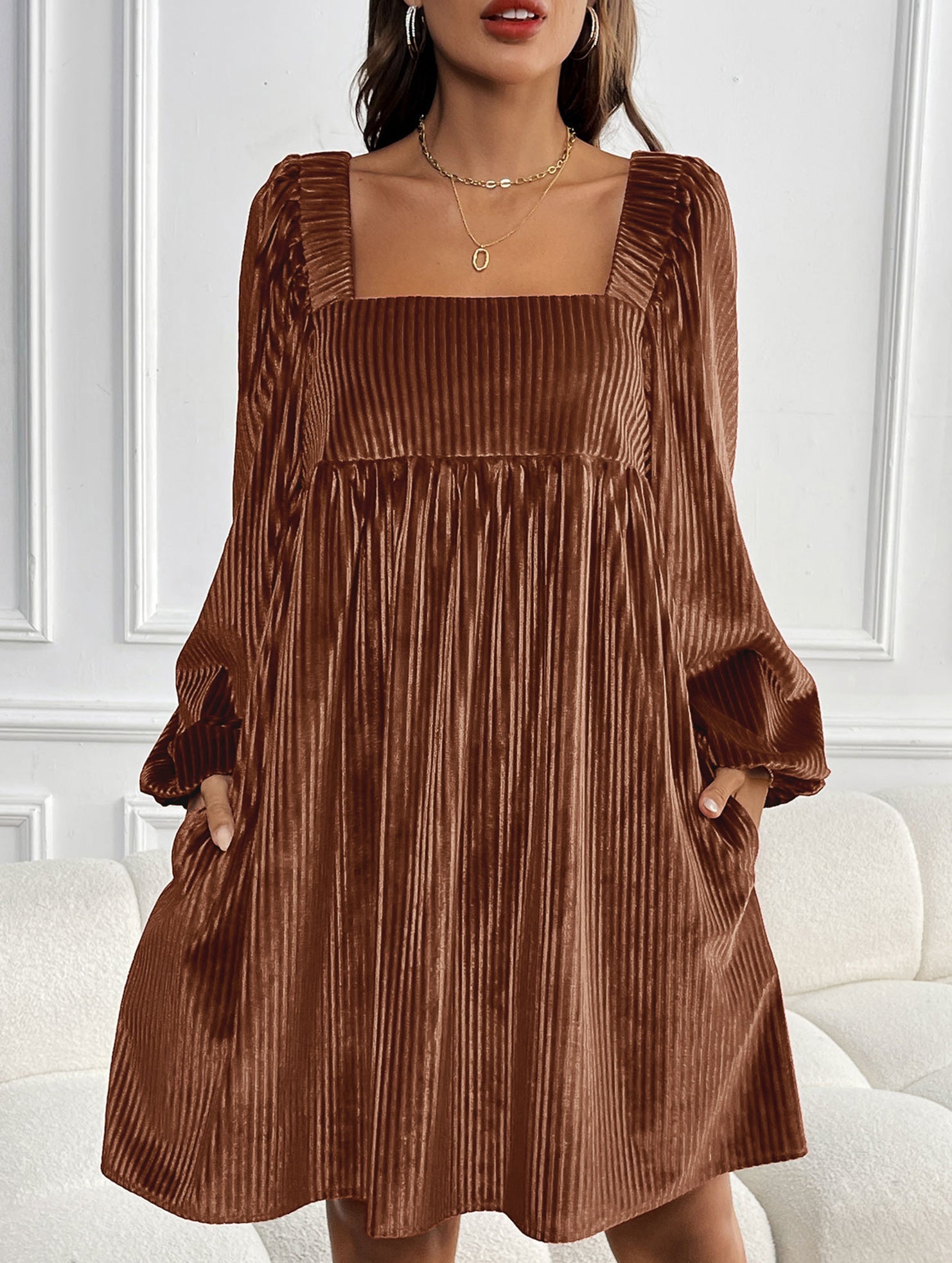 Anna-Berg | Loose Square Neck Halter Dress