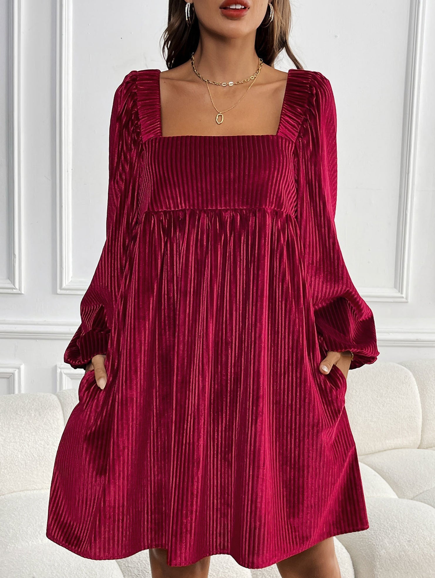 Anna-Berg | Loose Square Neck Halter Dress