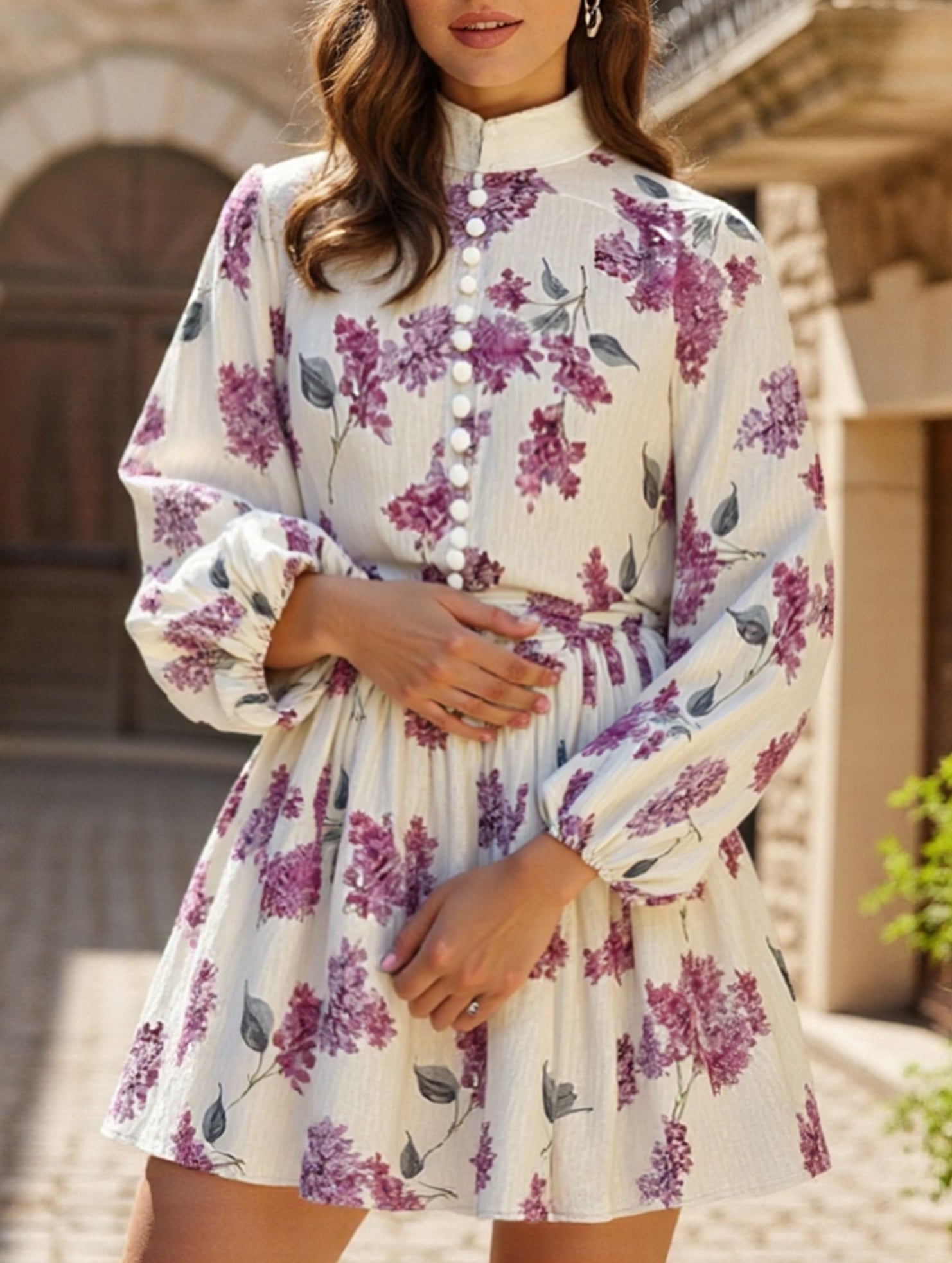 Anna-Berg | Fashionable Long-Sleeved Tie-Print Dress