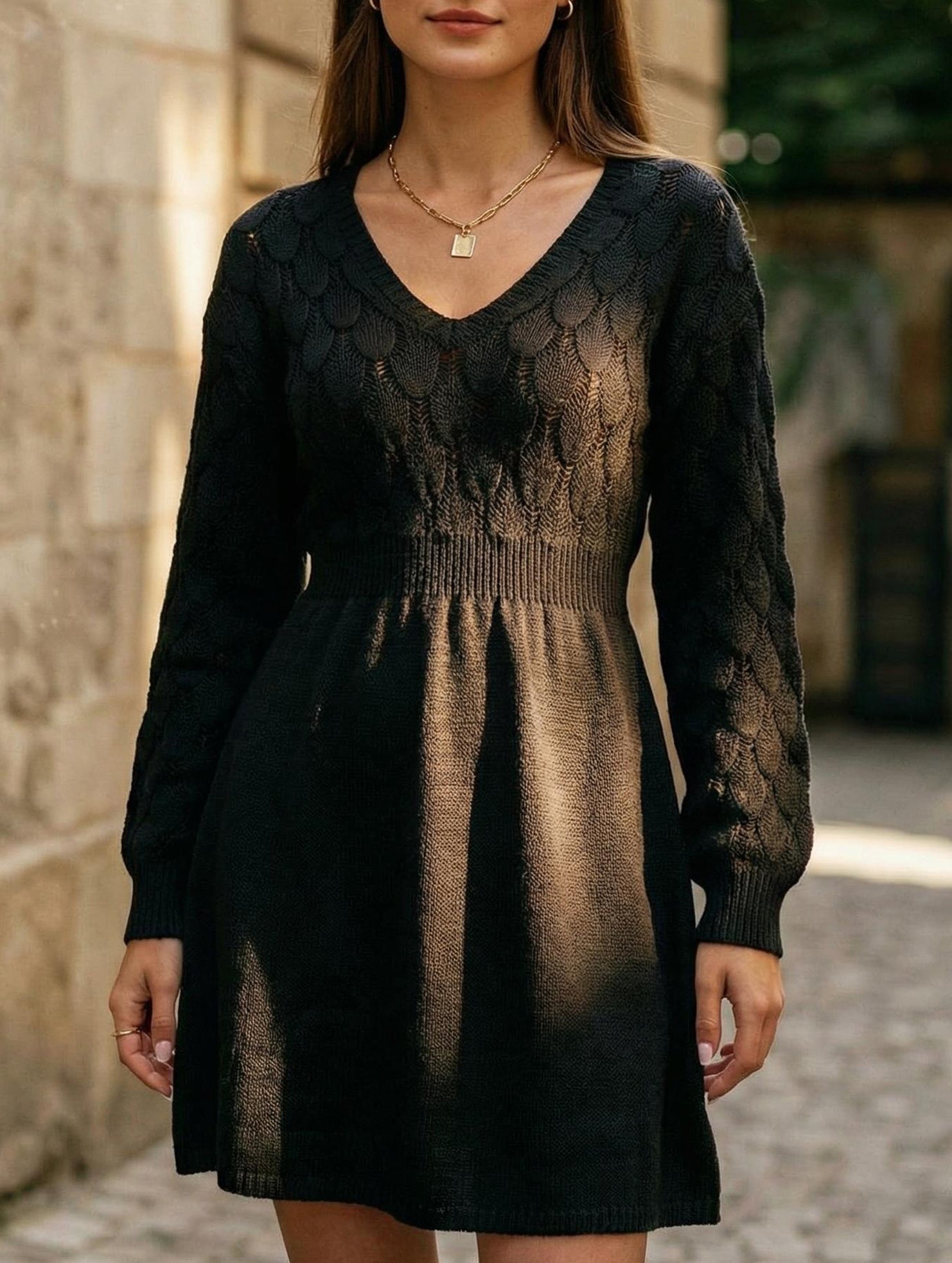 Anna-Berg | Crochet V Neck A-Line Beach Dress