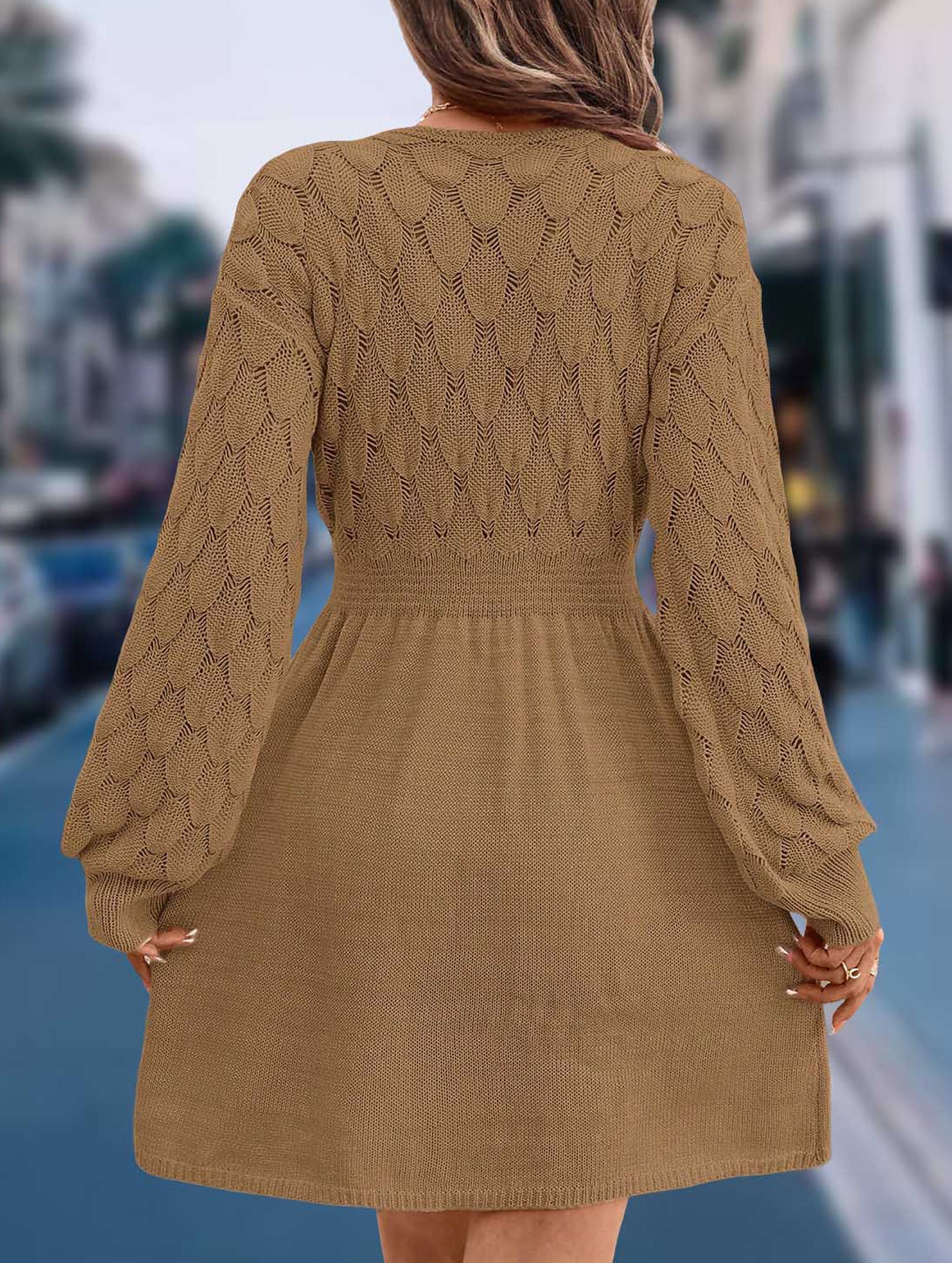 Anna-Berg | Crochet V Neck A-Line Beach Dress