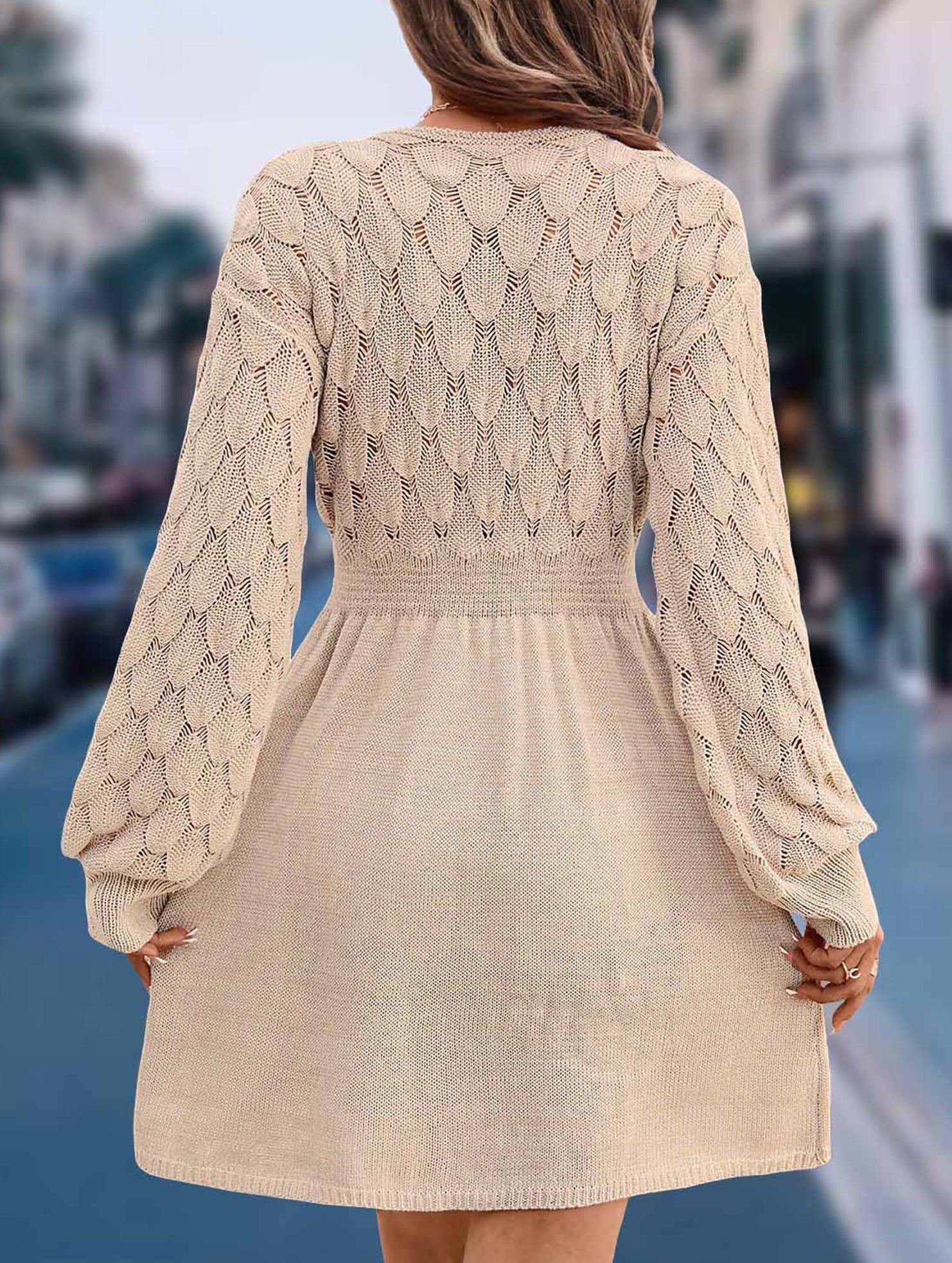 Anna-Berg | Crochet V Neck A-Line Beach Dress