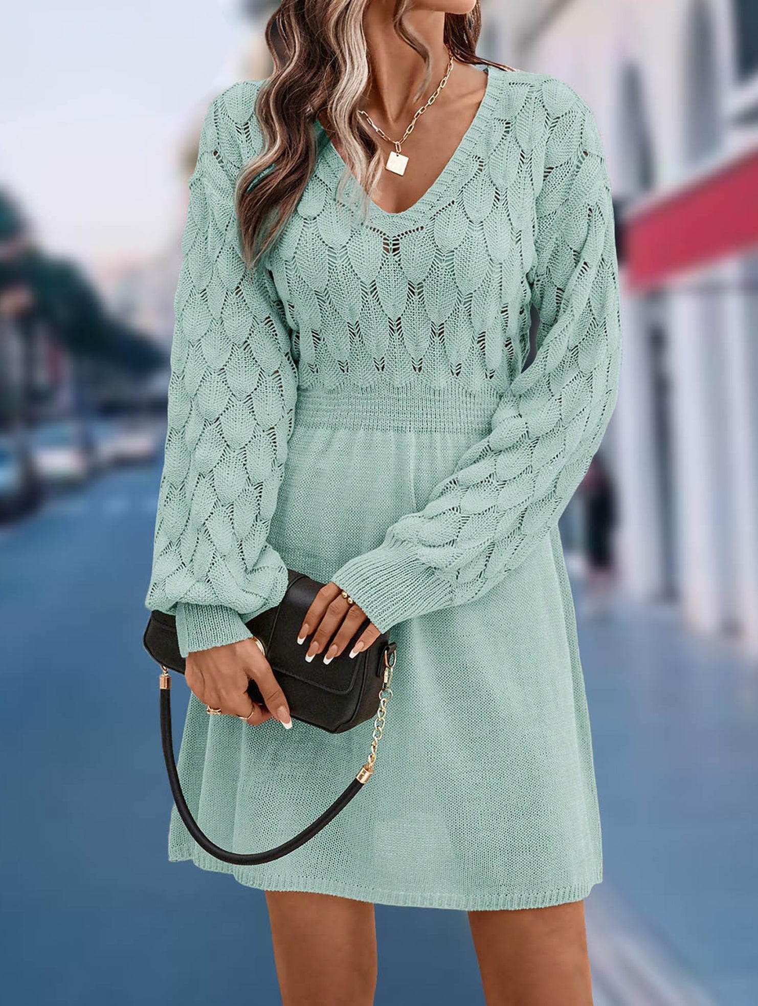 Anna-Berg | Crochet V Neck A-Line Beach Dress