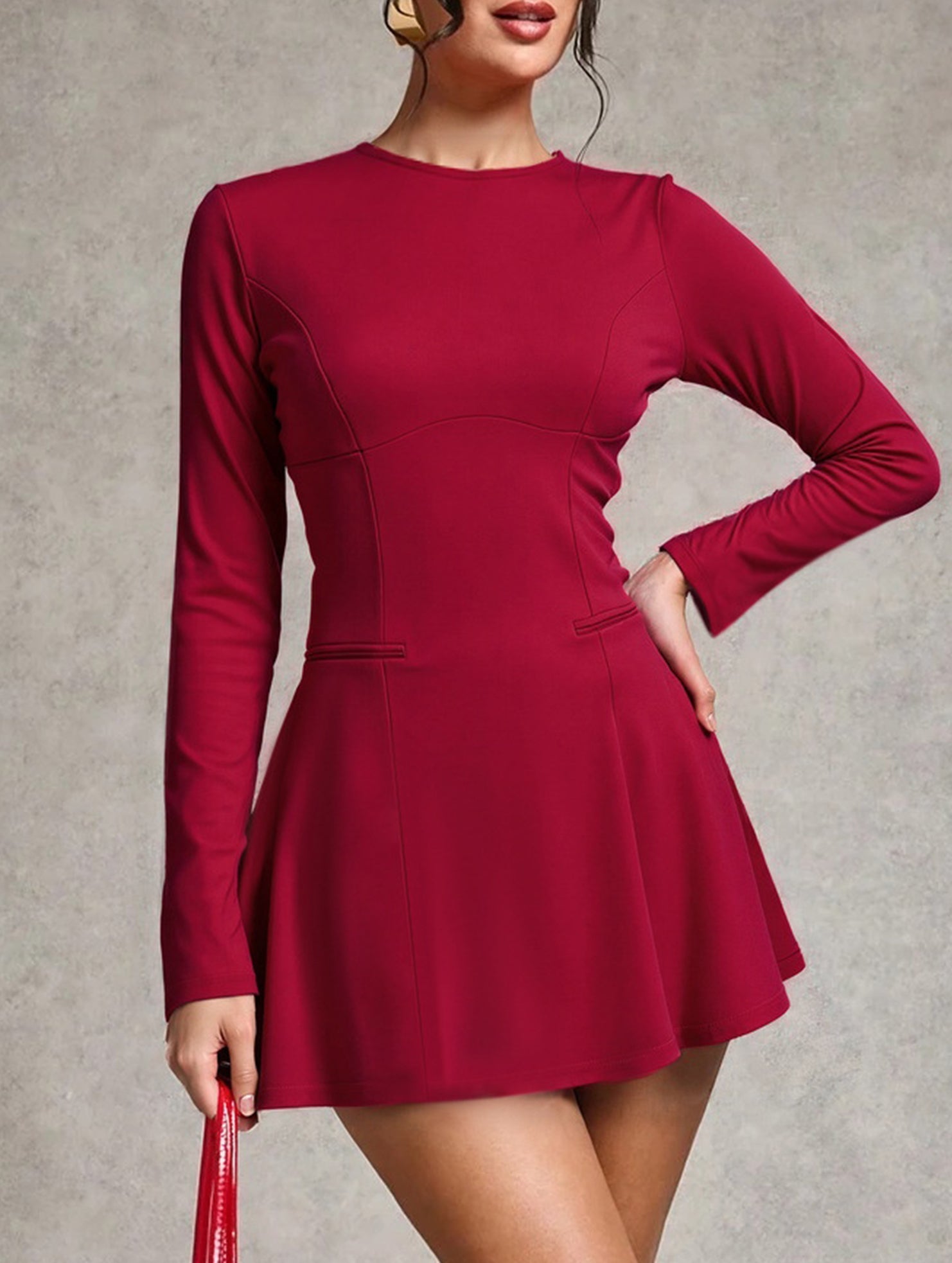 Anna-Berg | Backless Long-Sleeved Slim-Fit Dress