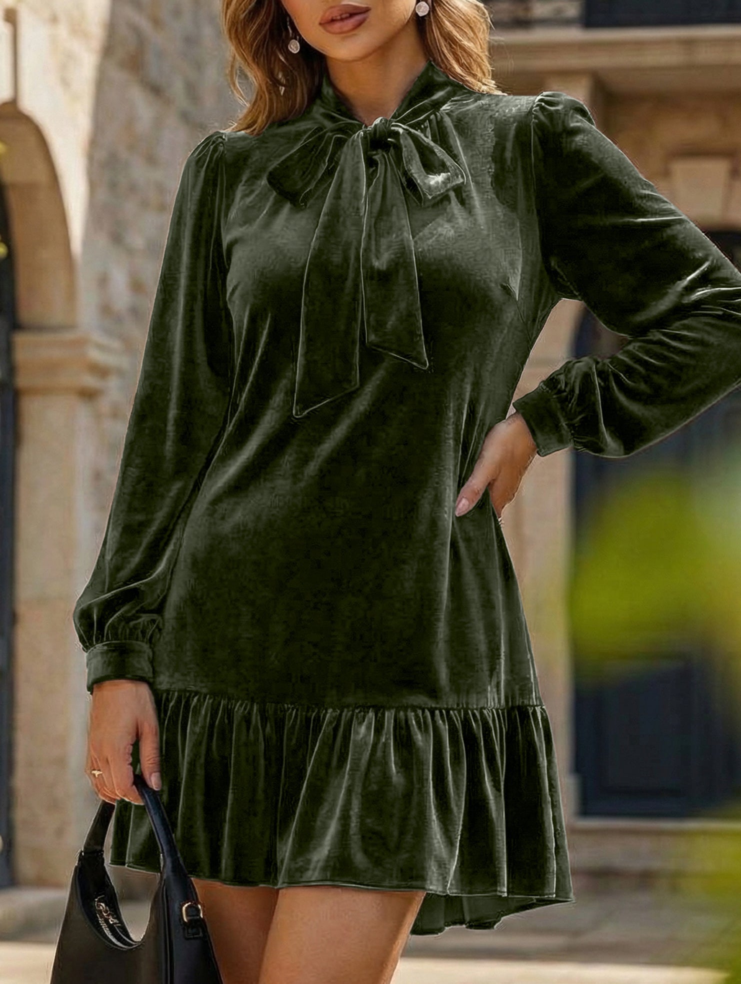 Anna-Berg | Vintage Loose Long Sleeve Solid Dress