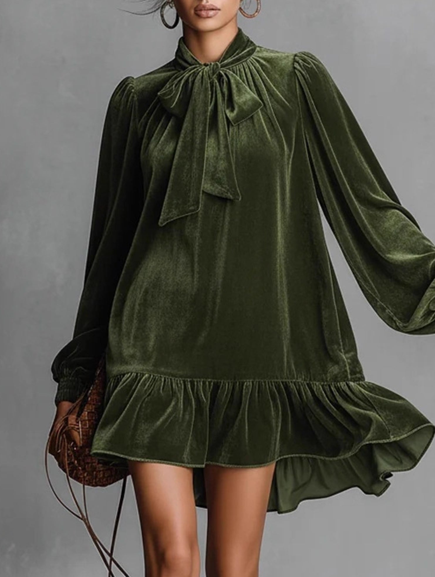 Anna-Berg | Vintage Loose Long Sleeve Solid Dress