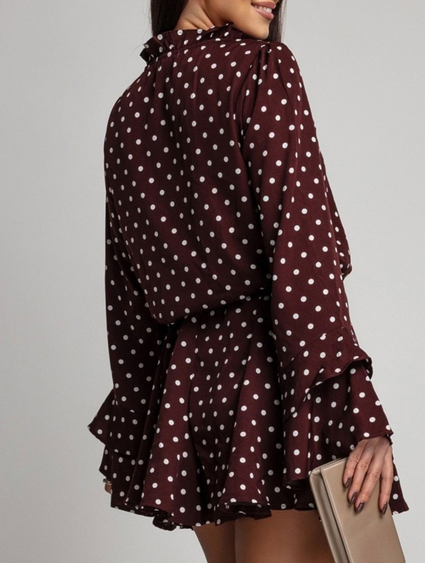 Anna-Berg | Polka Dot V Neck Long Dress