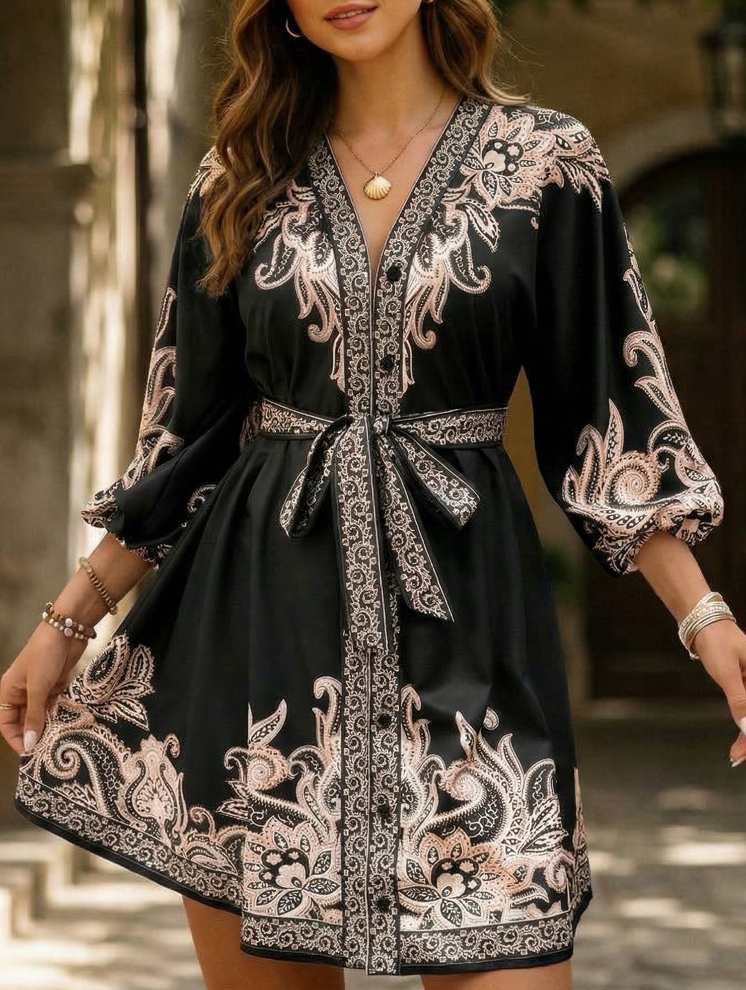 Anna-Berg | Tie Waist Print Dress
