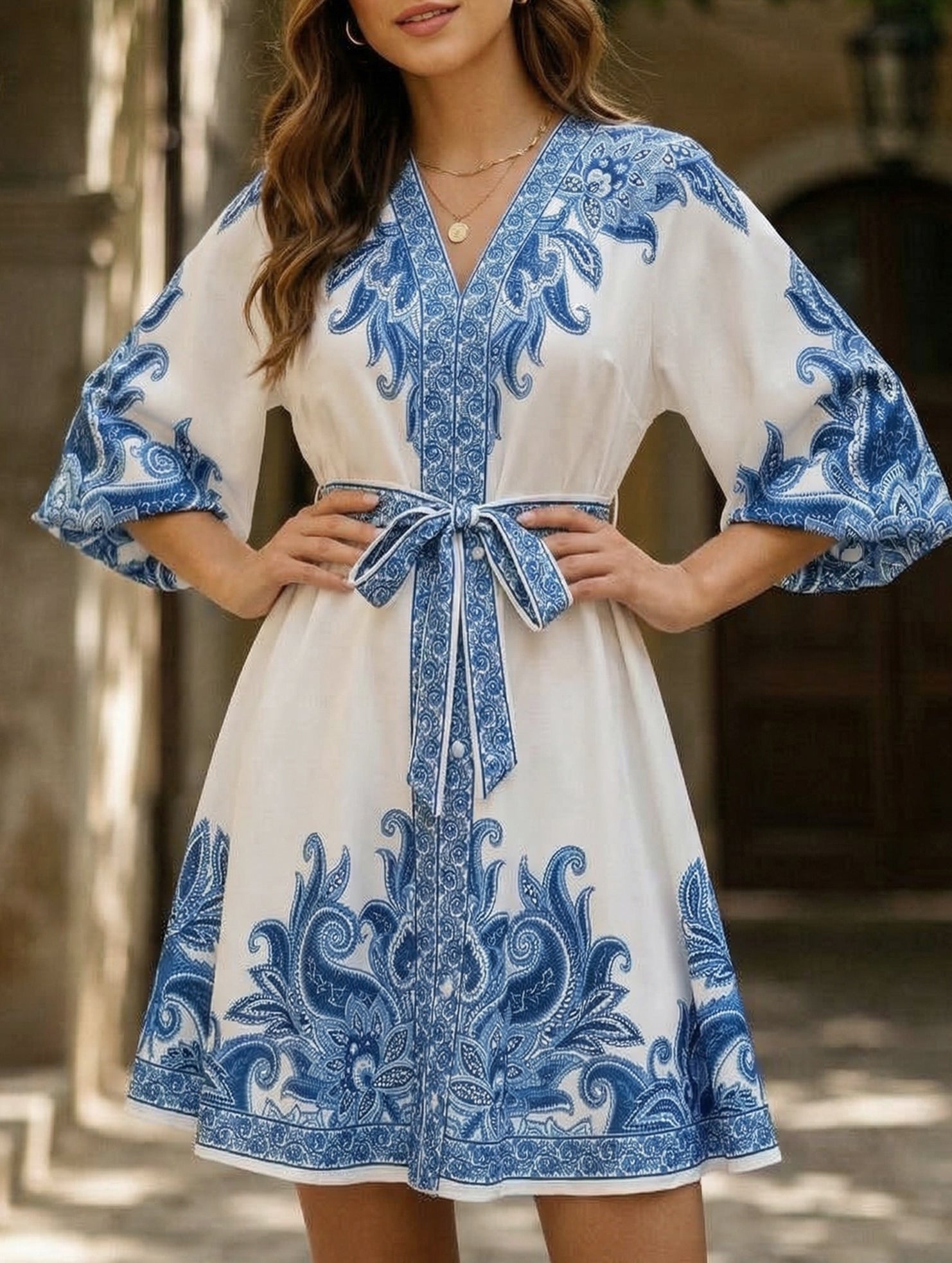 Anna-Berg | Tie Waist Print Dress