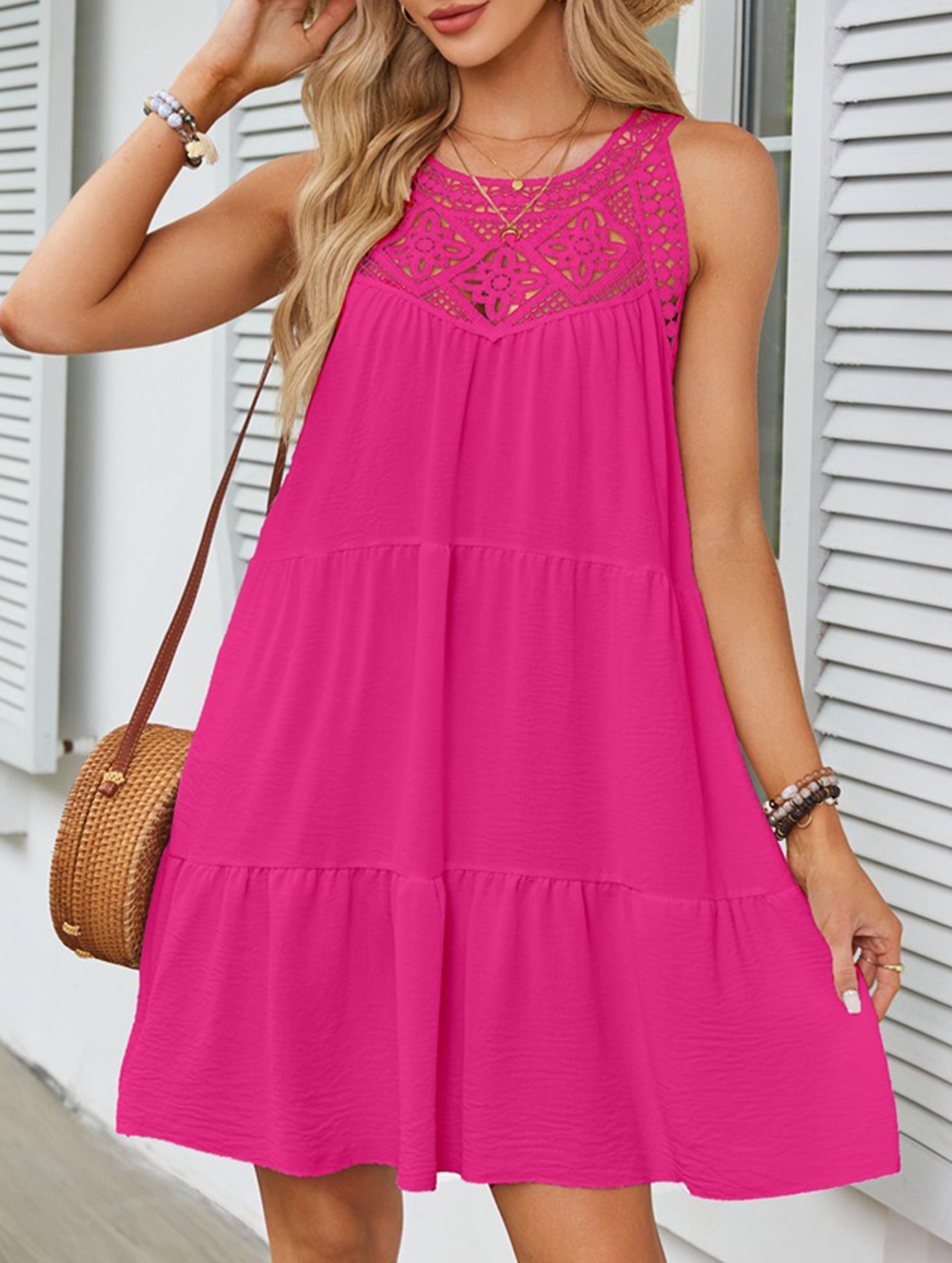 Anna-Berg | Lace Patch Halter A-Line Dress