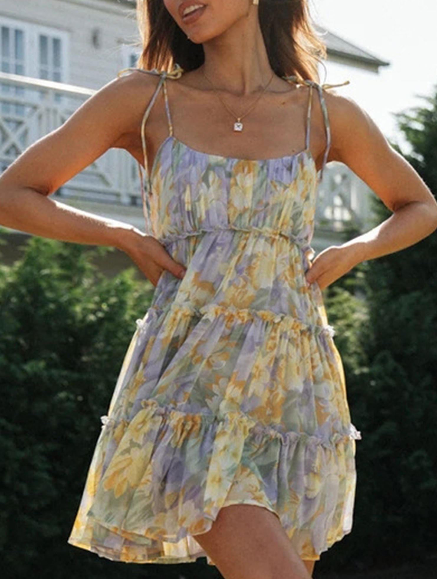 Anna-Berg | Resort Style Sexy Print High-End Dress