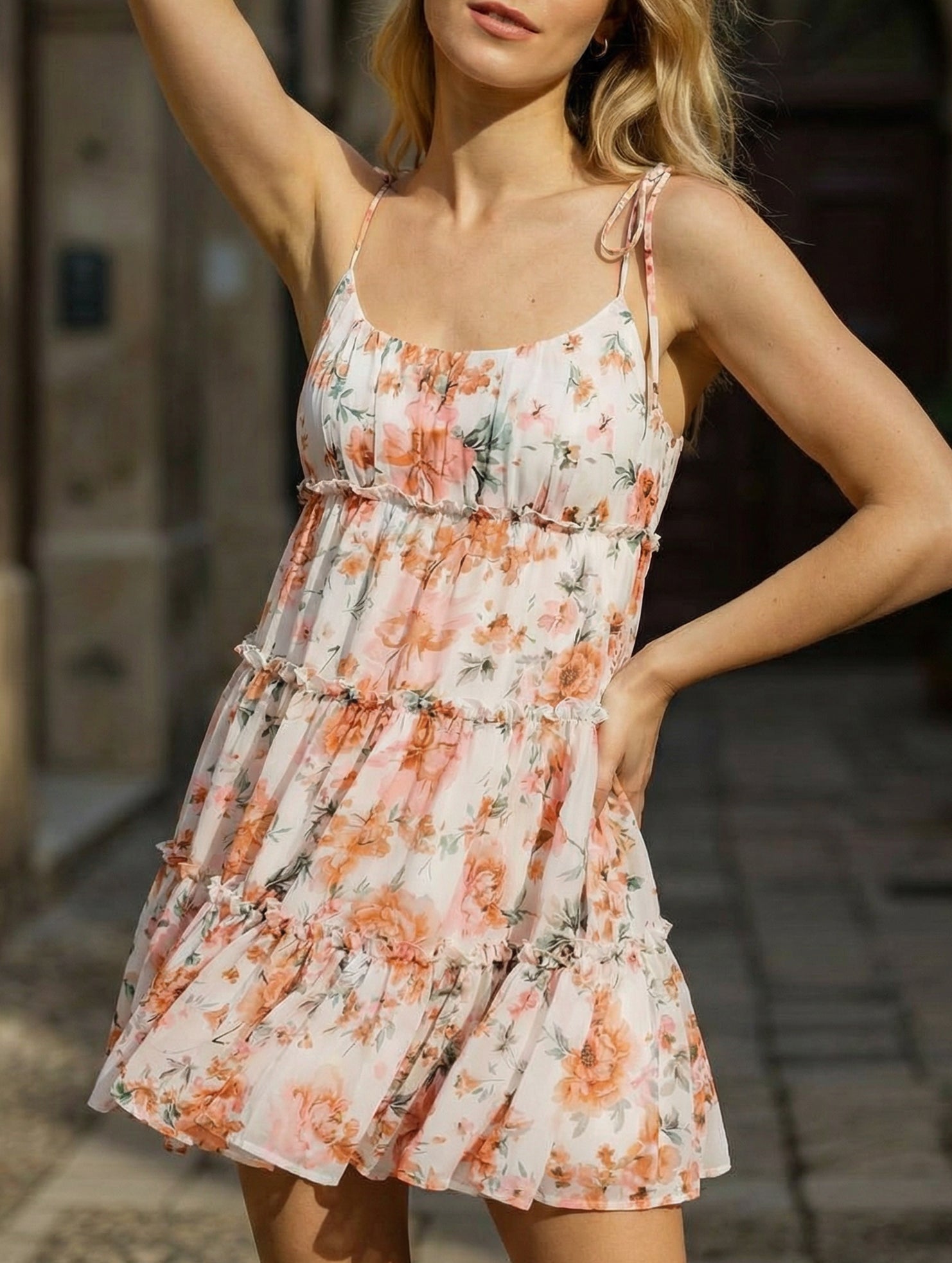 Anna-Berg | Casual Floral Print Short Sleeve Dress