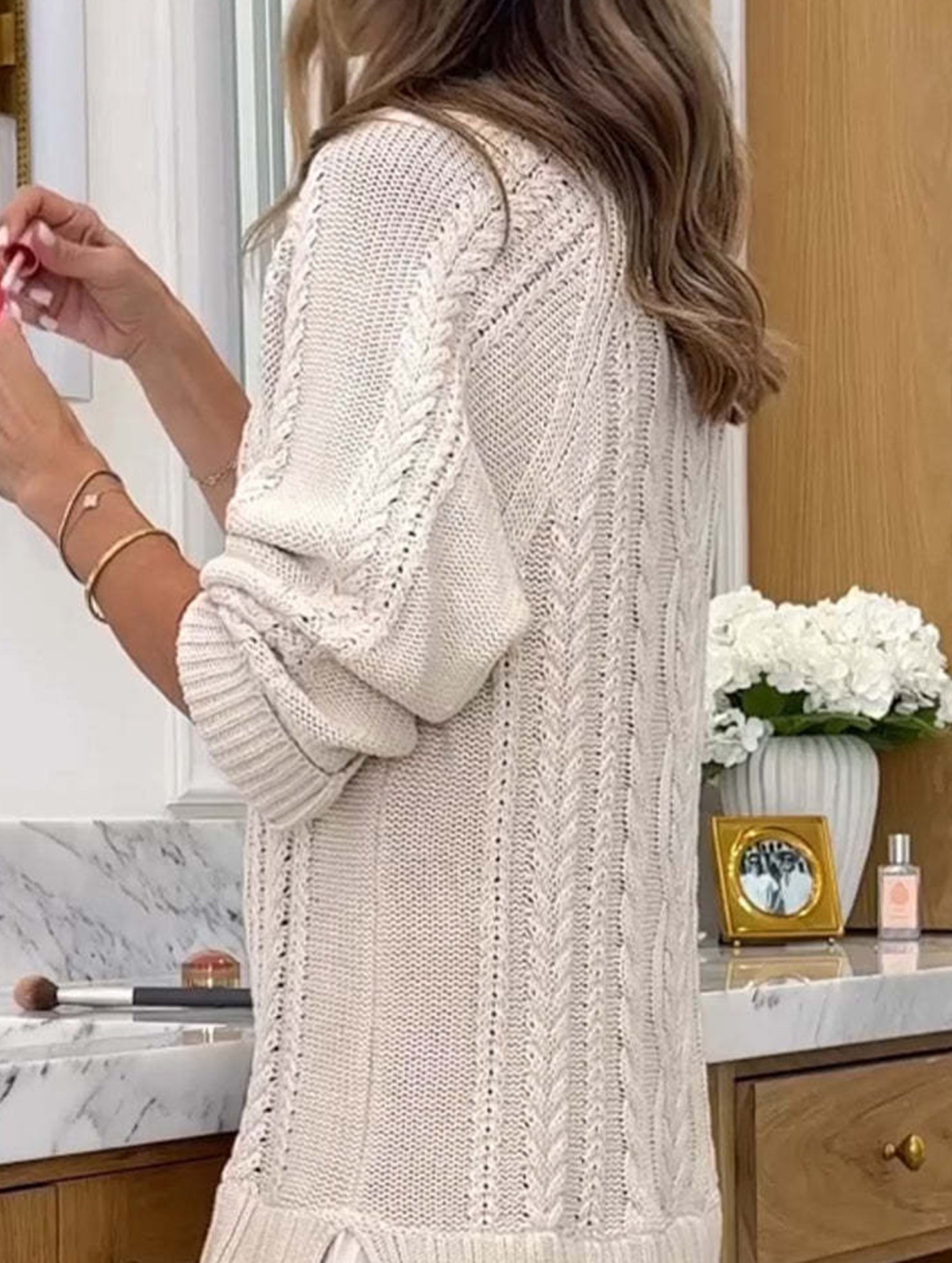 Anna-Berg | Cable Knit Chiffon Patchwork Dress